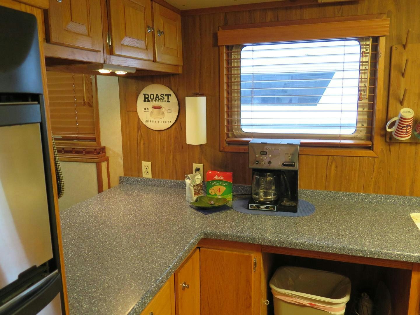a kitchen with a countertop aboard WANDERER Yacht for Sale
