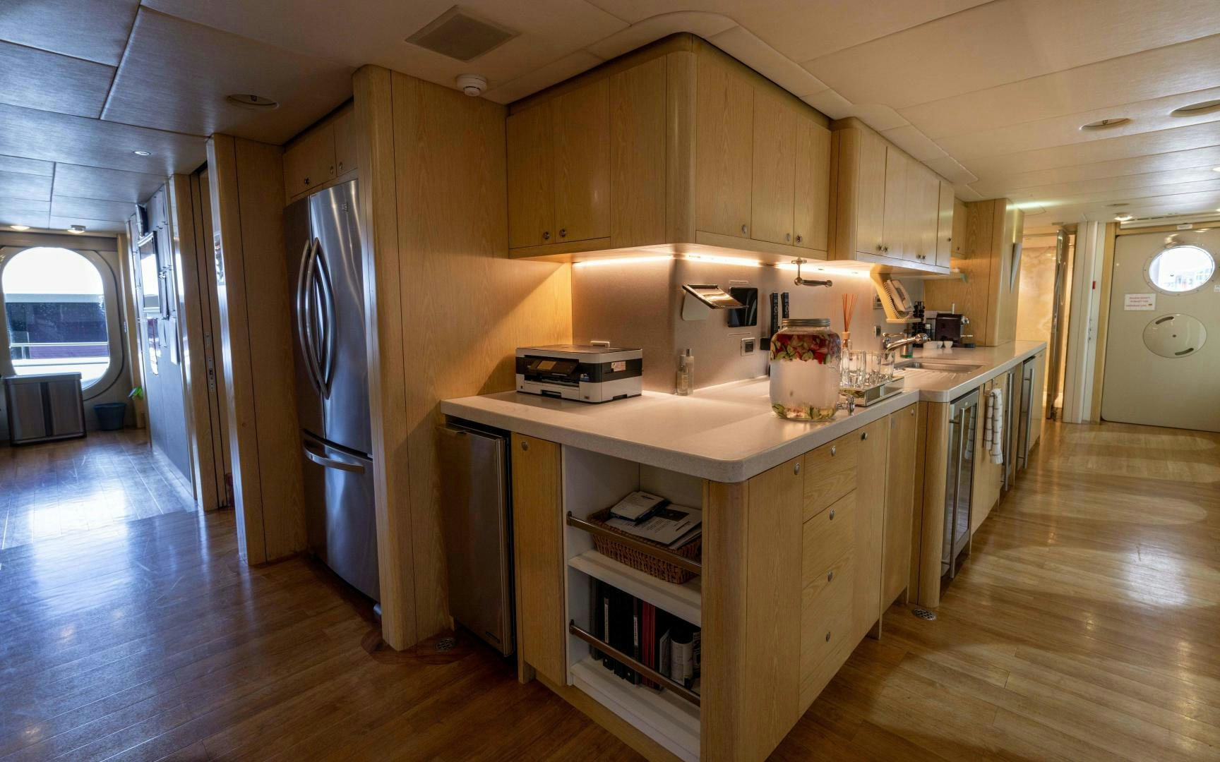 a kitchen with a large island aboard 4 ROSES Yacht for Sale