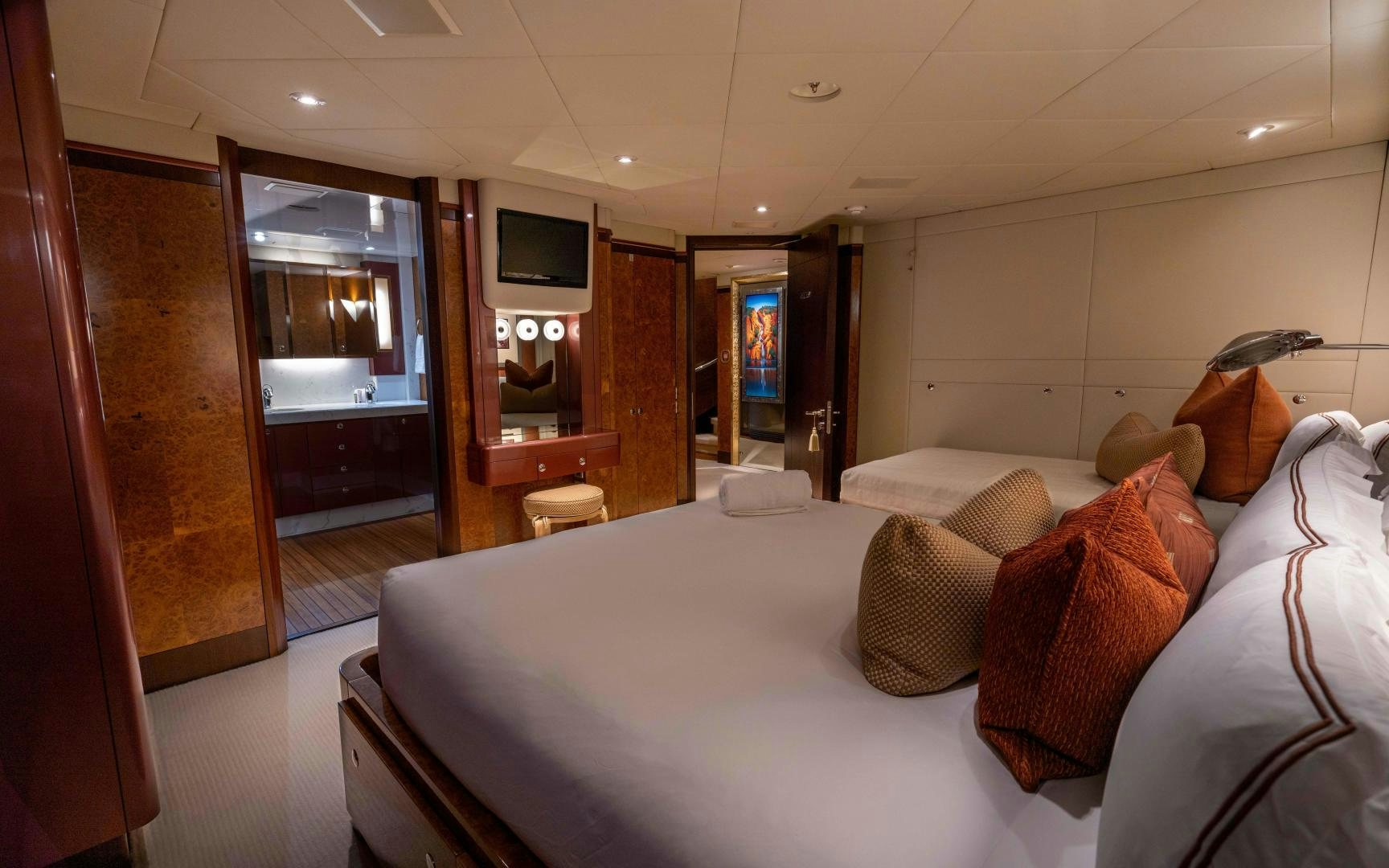 a bed in a hotel room aboard 4 ROSES Yacht for Sale