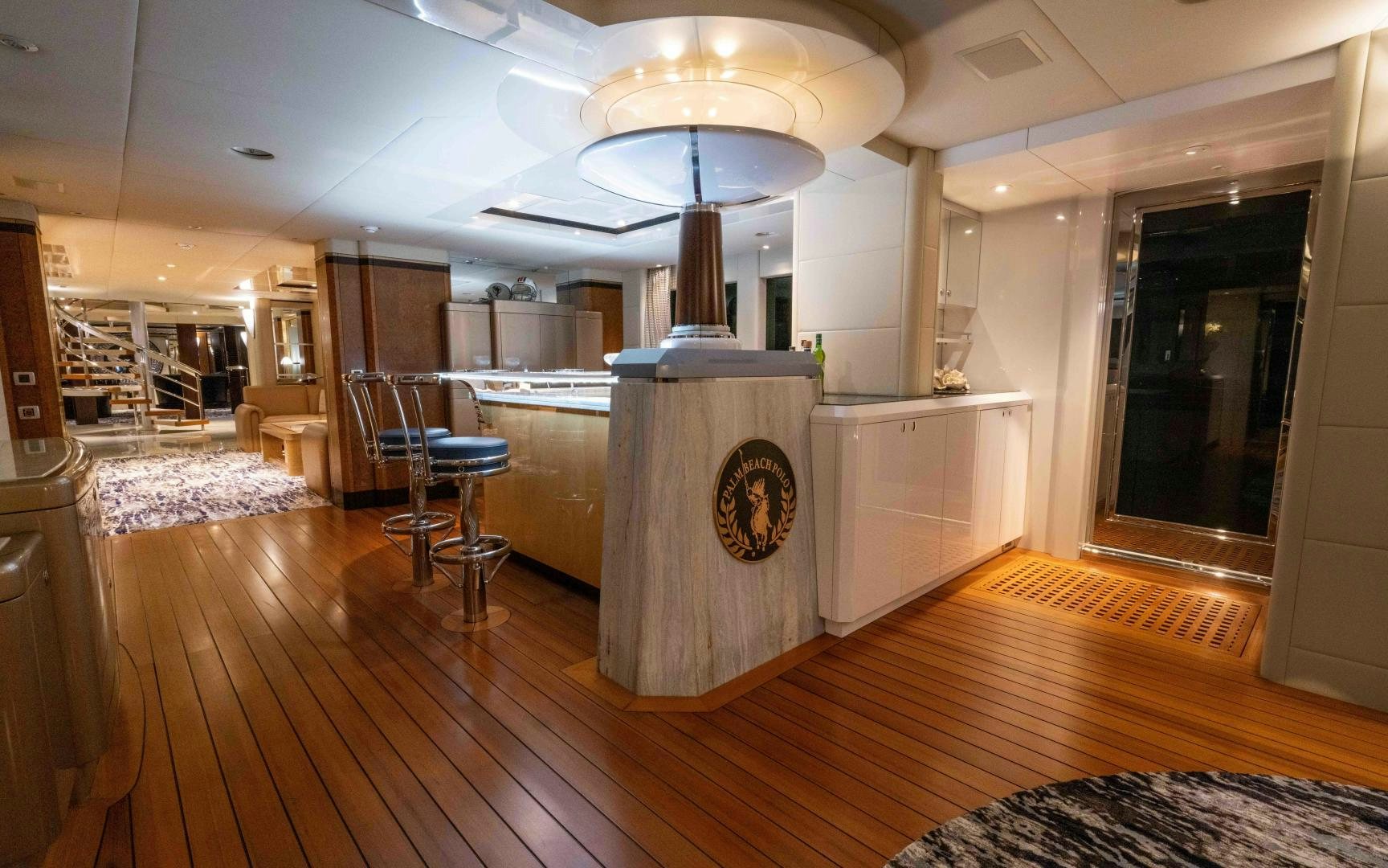 a kitchen with a large island aboard 4 ROSES Yacht for Sale