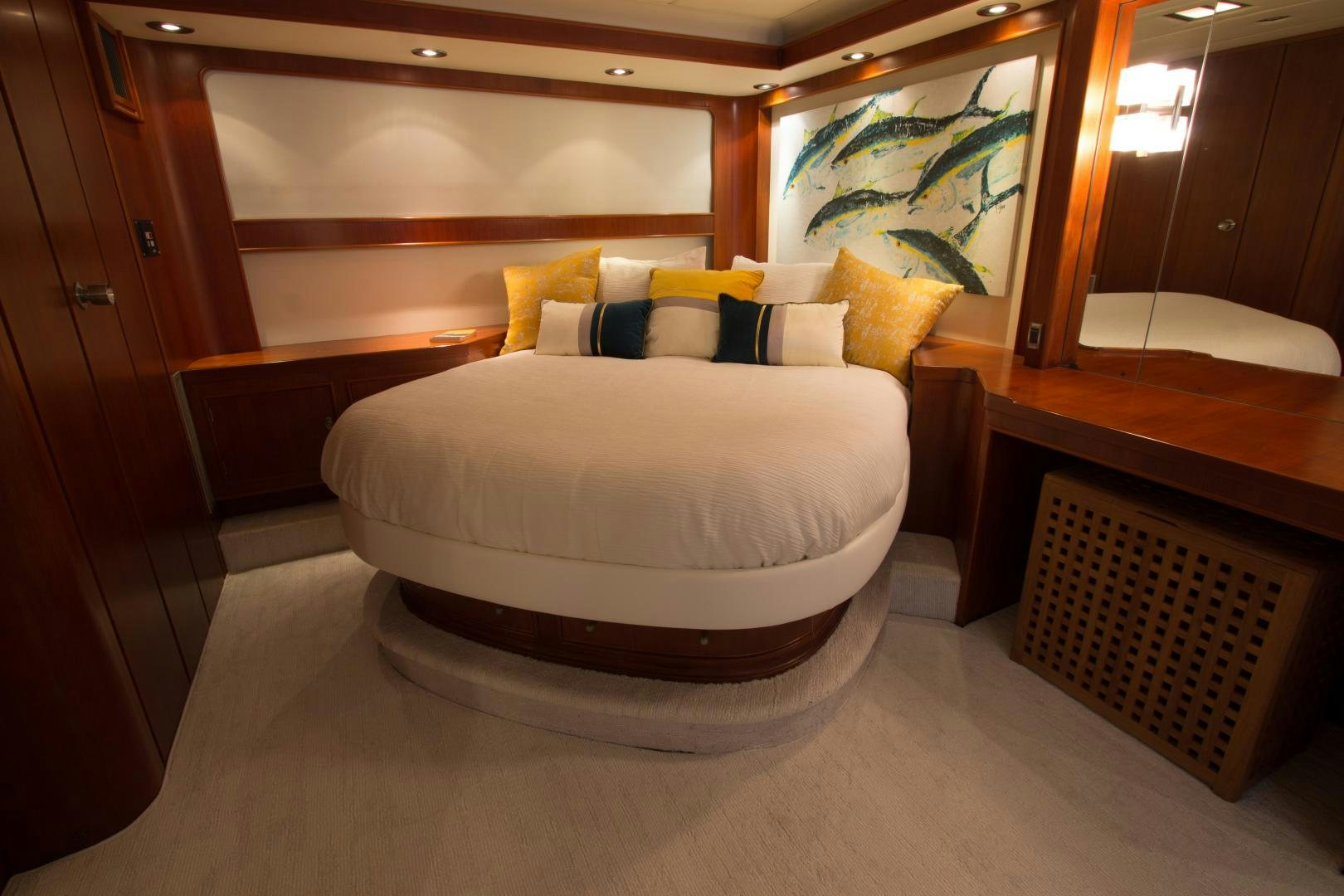 a bed in a room aboard SEAEO Yacht for Sale