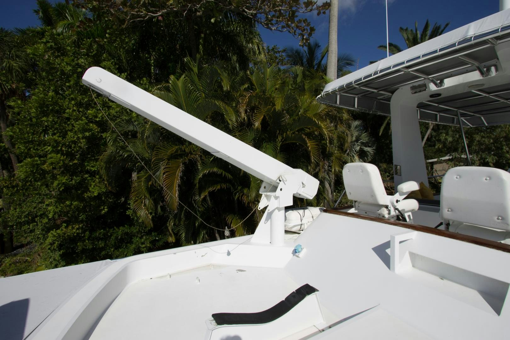a white satellite dish on a white roof aboard SEAEO Yacht for Sale