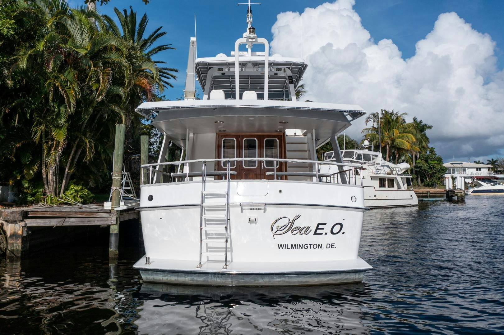 a white boat in the water aboard SEAEO Yacht for Sale