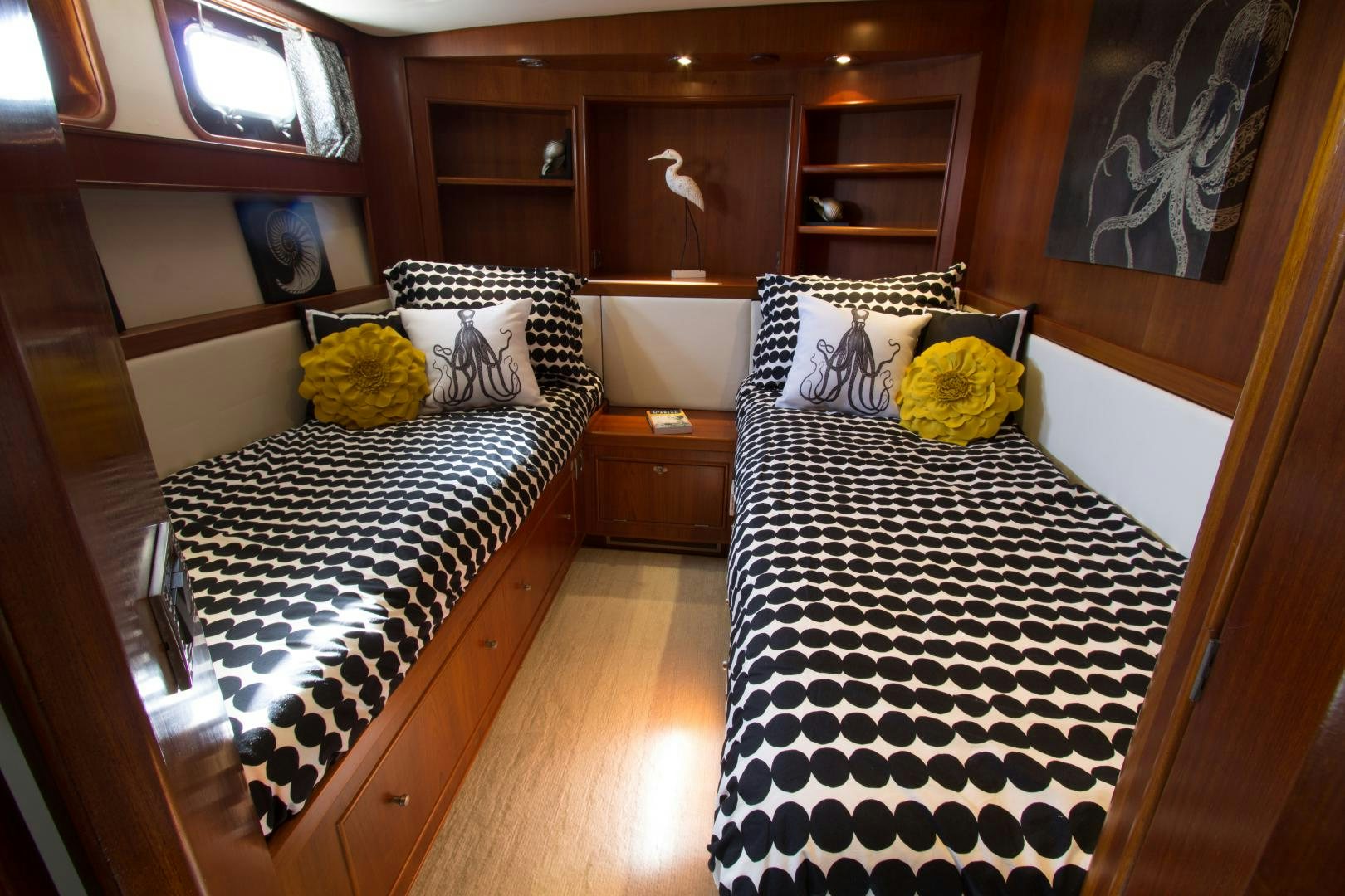 a couple of beds in a room aboard SEAEO Yacht for Sale