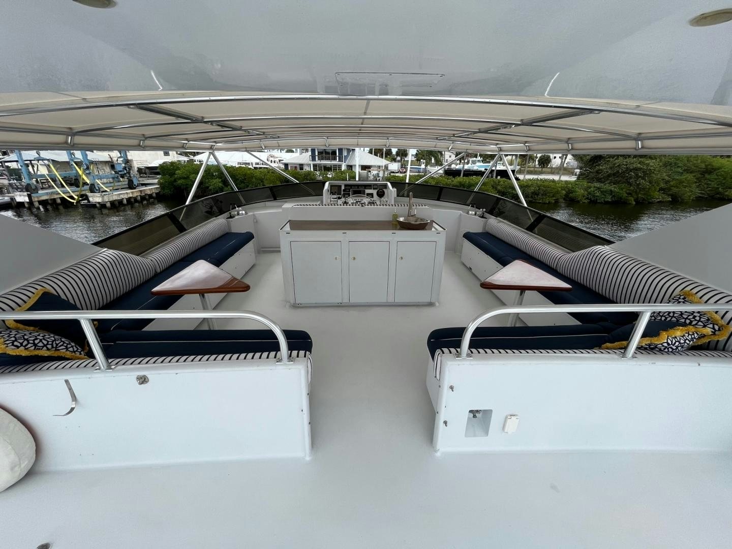 a large white boat with a deck aboard CORDINA Yacht for Sale