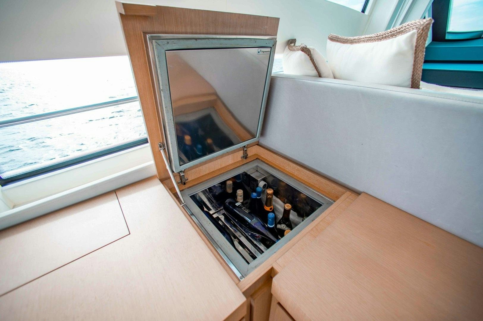 a mirror above a bed aboard JULIE K Yacht for Sale