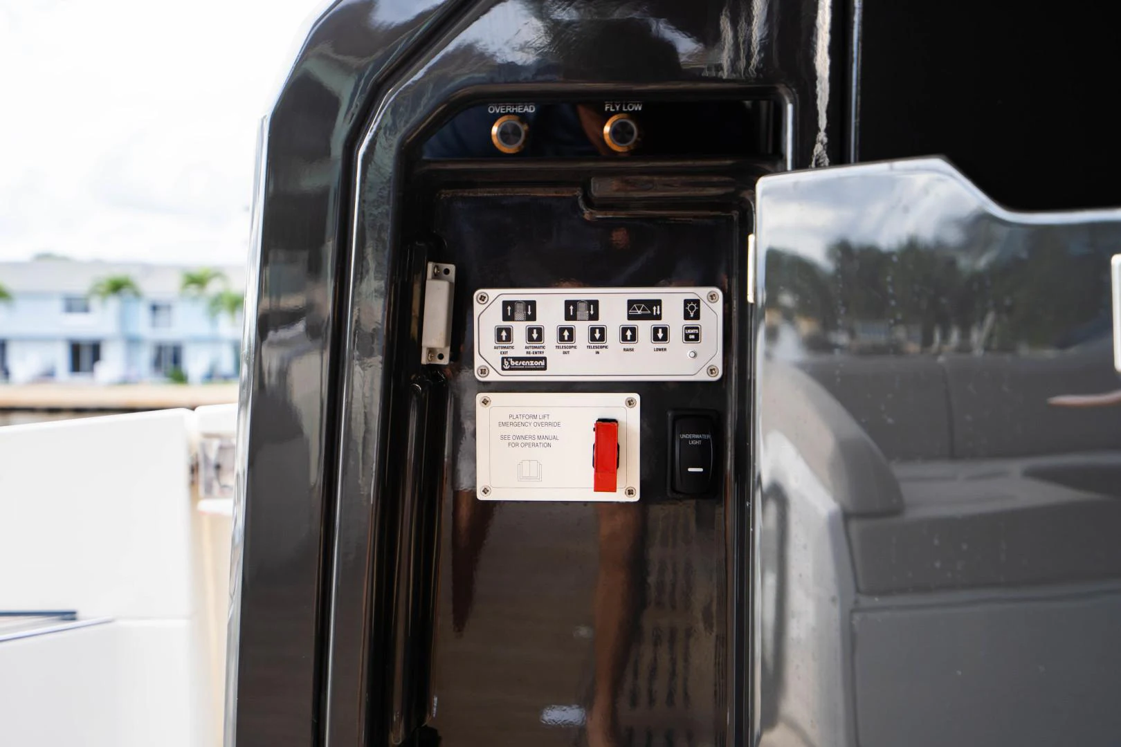 a close-up of a car door aboard BLIND DATE Yacht for Sale