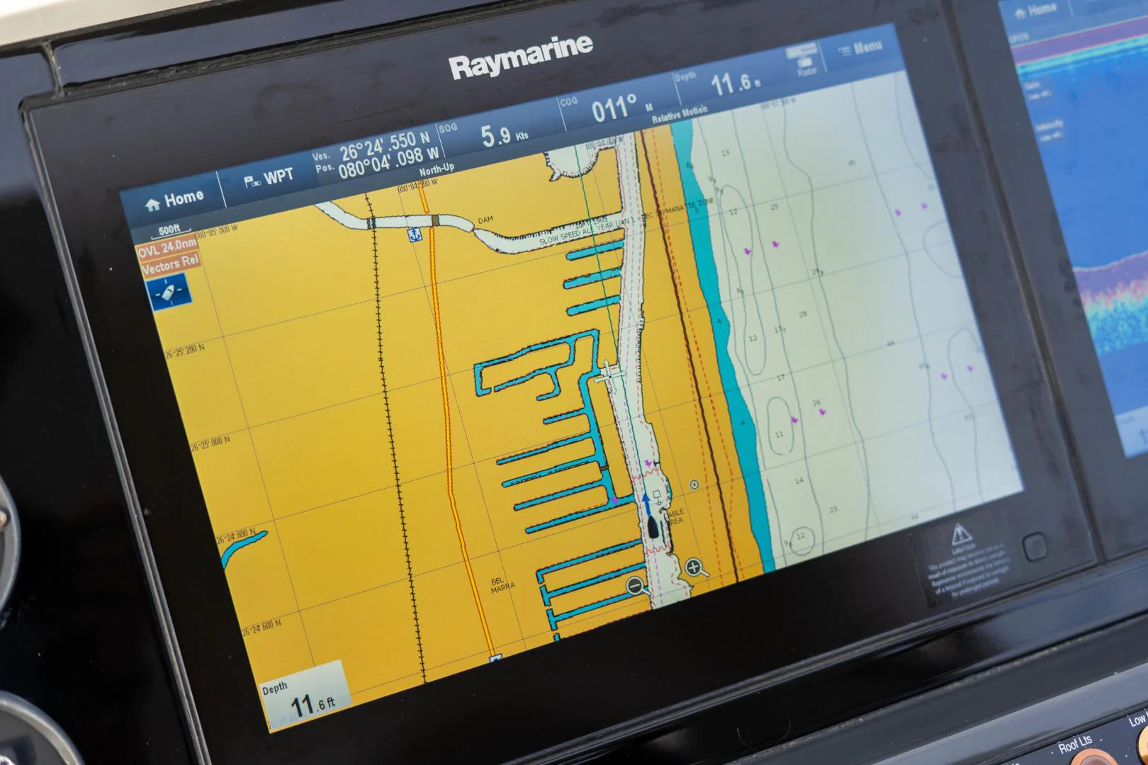 a screen with a map on it aboard BLIND DATE Yacht for Sale
