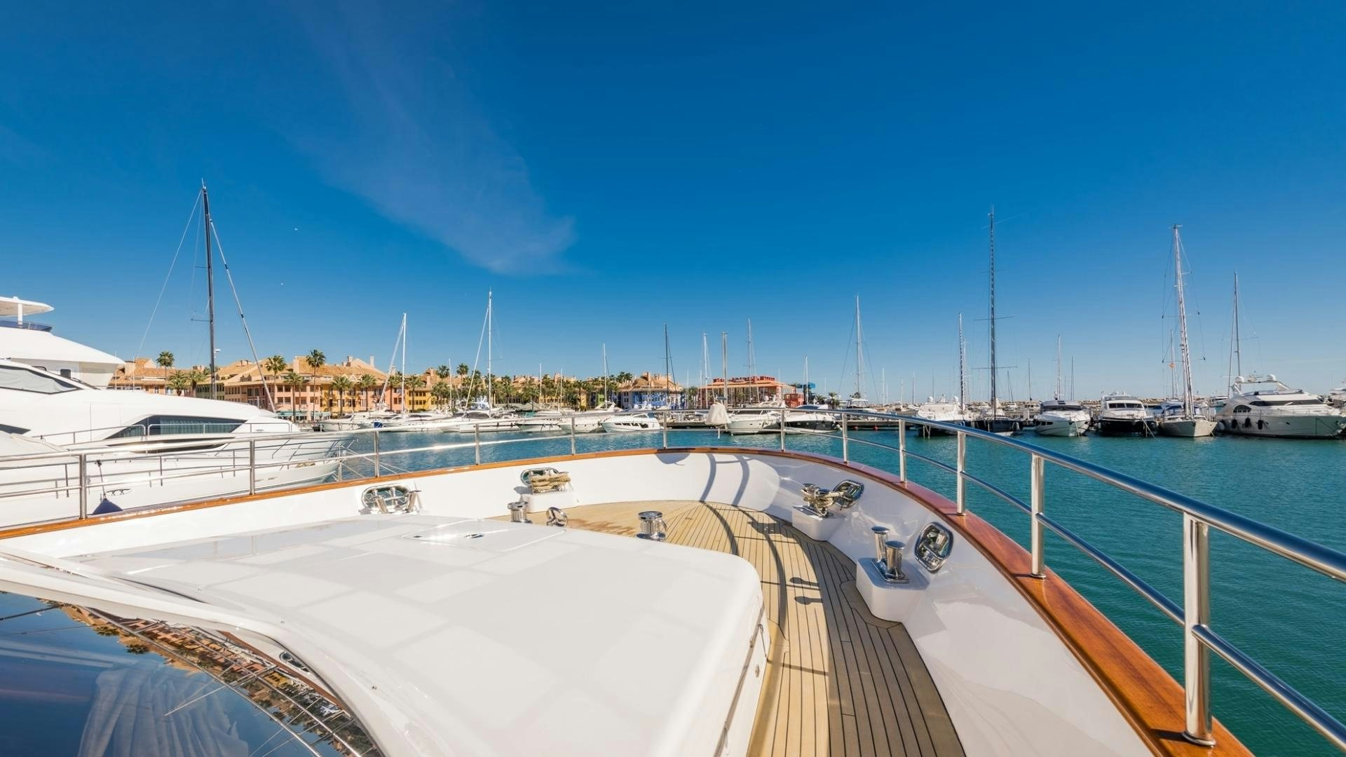 a dock with boats aboard LA BELLA SARA III Yacht for Sale