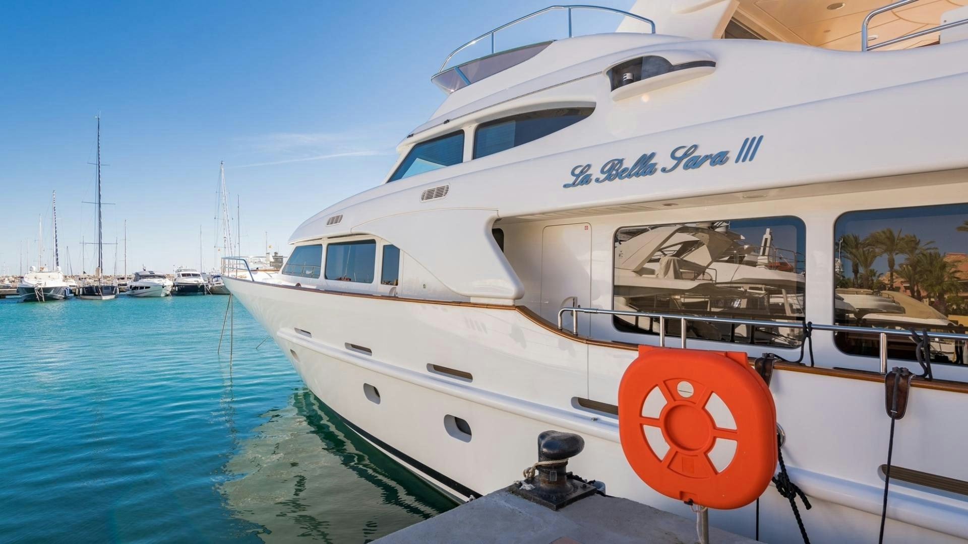 a boat in the water aboard LA BELLA SARA III Yacht for Sale