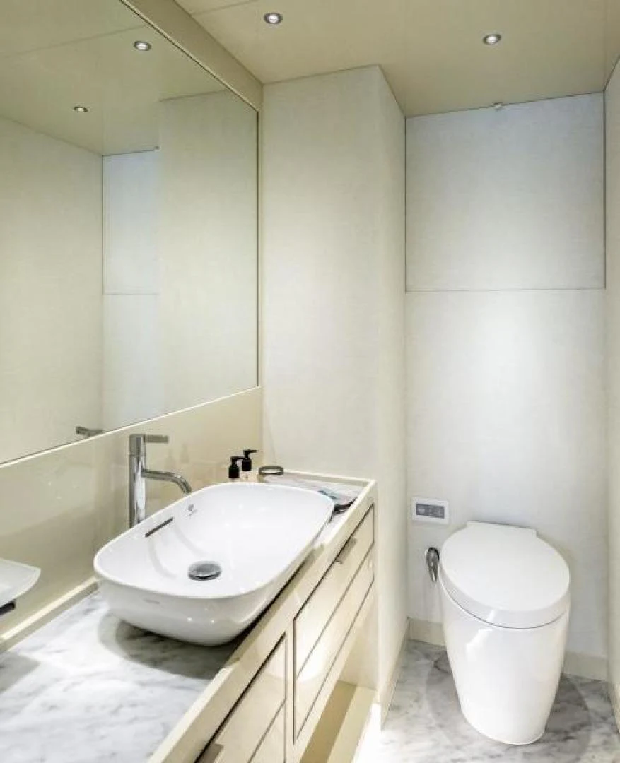 a bathroom with a sink and a toilet aboard ZARANIA Yacht for Sale