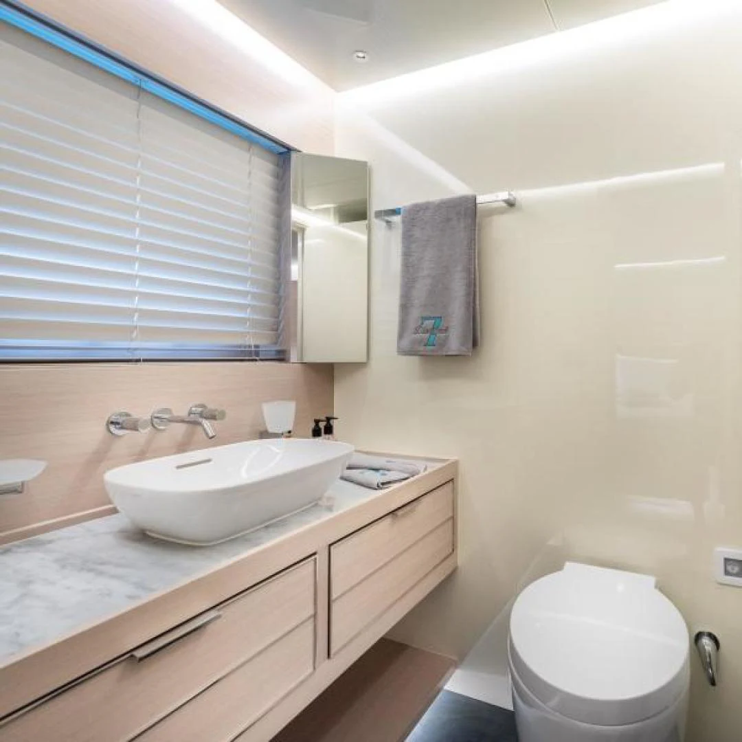 a bathroom with a sink and a toilet aboard ZARANIA Yacht for Sale
