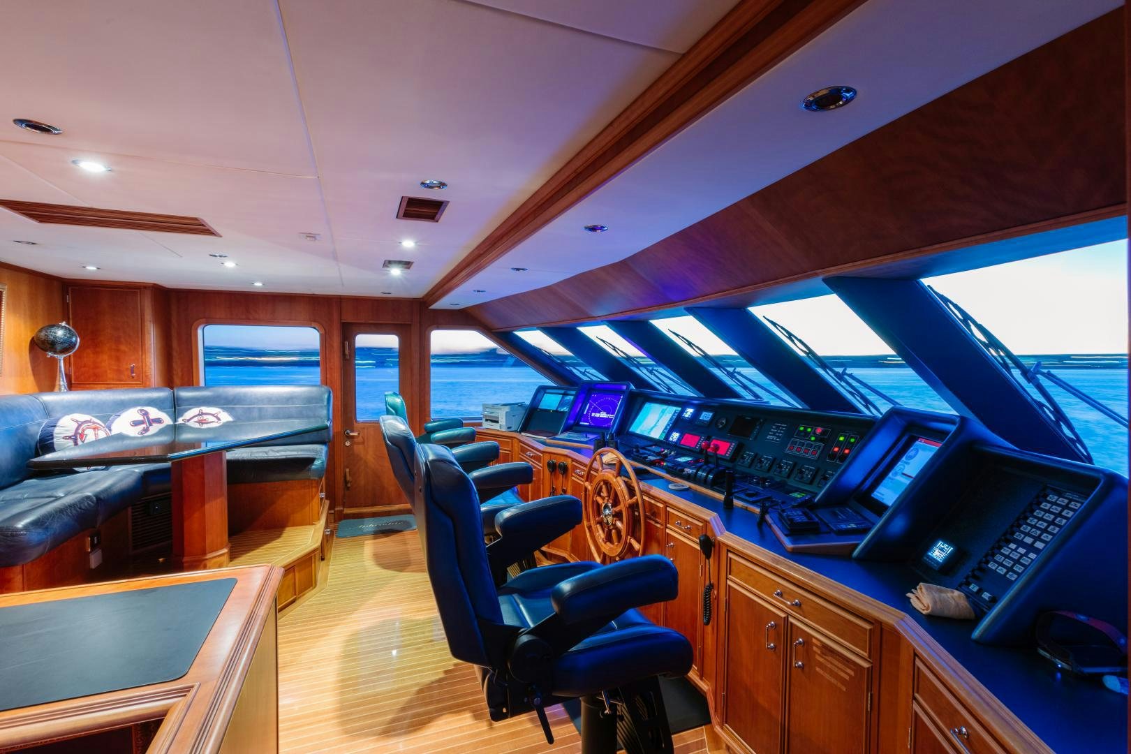 inside view of a control room aboard APHRODITE Yacht for Sale