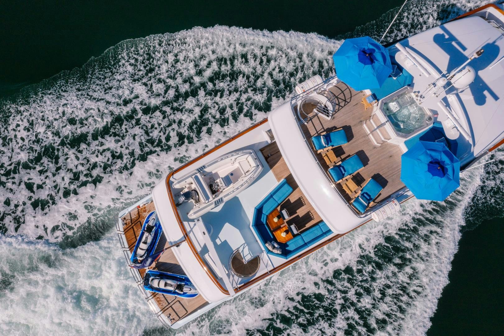 a high angle view of a boat aboard APHRODITE Yacht for Sale