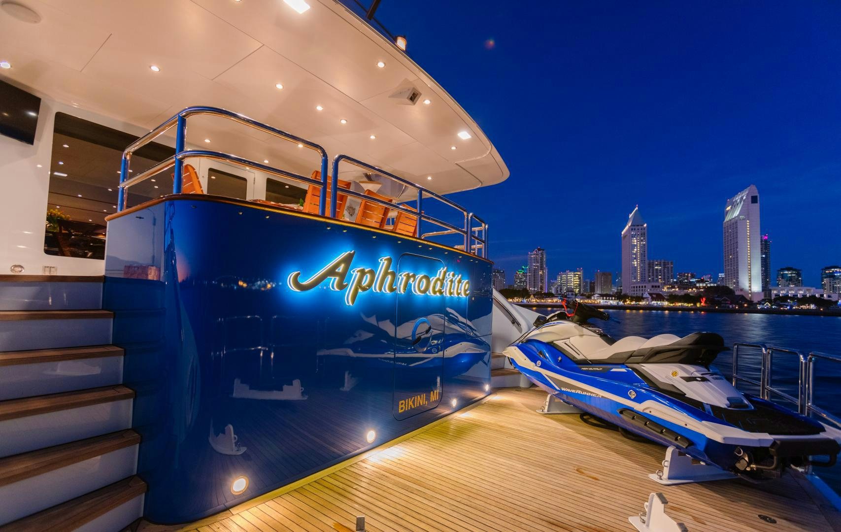 a boat on a dock aboard APHRODITE Yacht for Sale