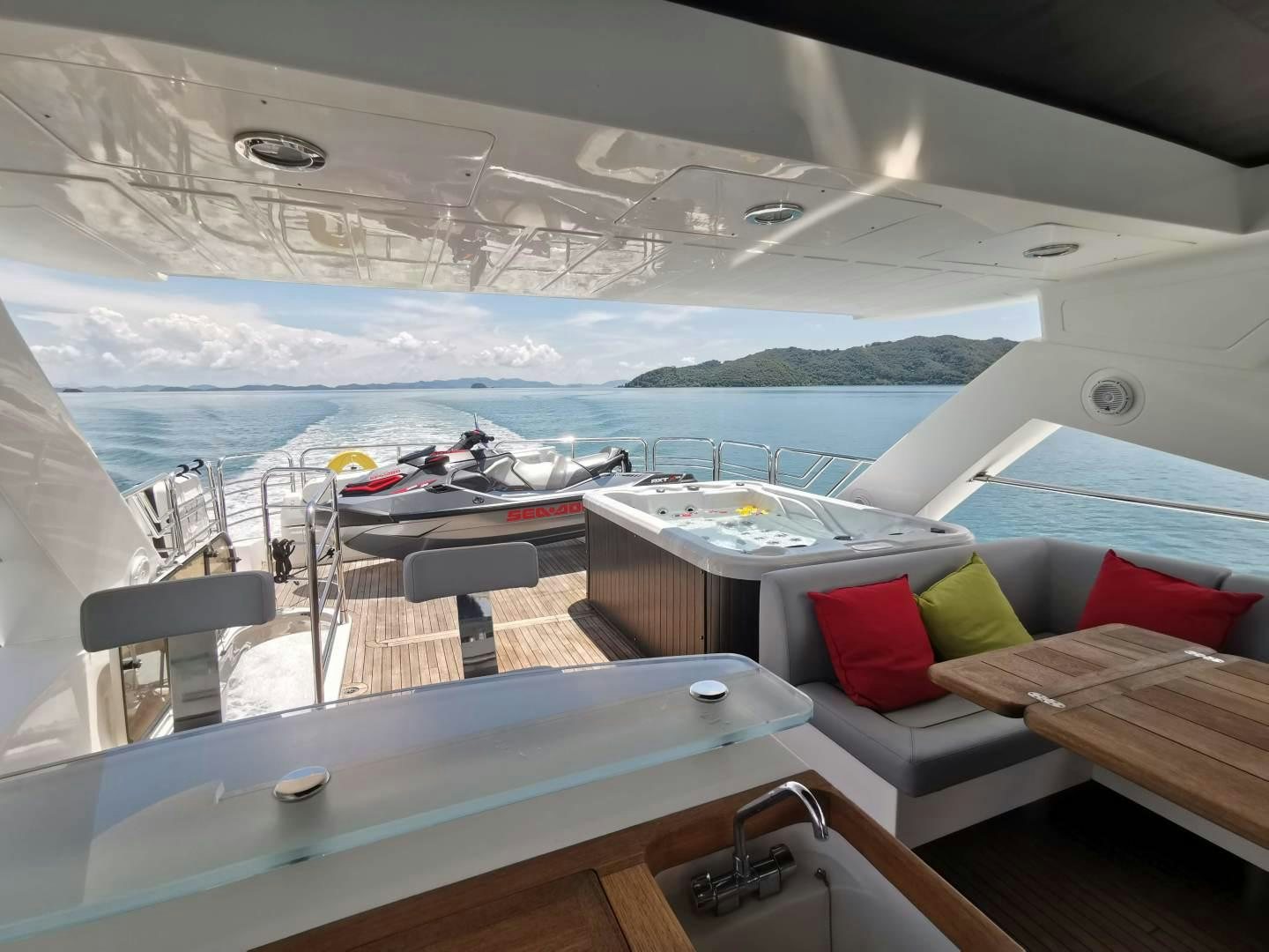 a boat with a view of the water and land below aboard SYDNEY Yacht for Sale