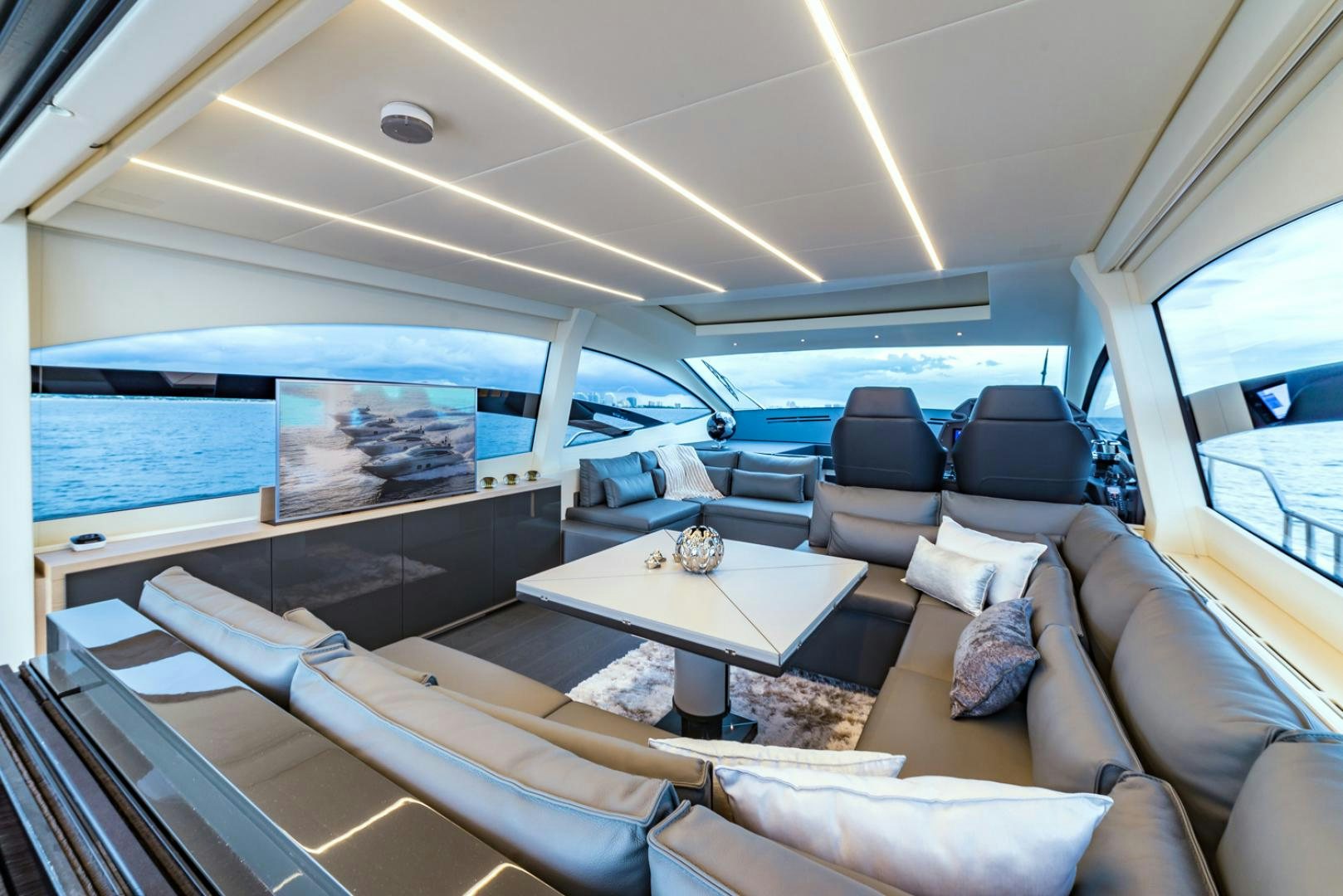 inside of a vehicle with a view of the ocean and the ocean aboard BAD DADDY Yacht for Sale