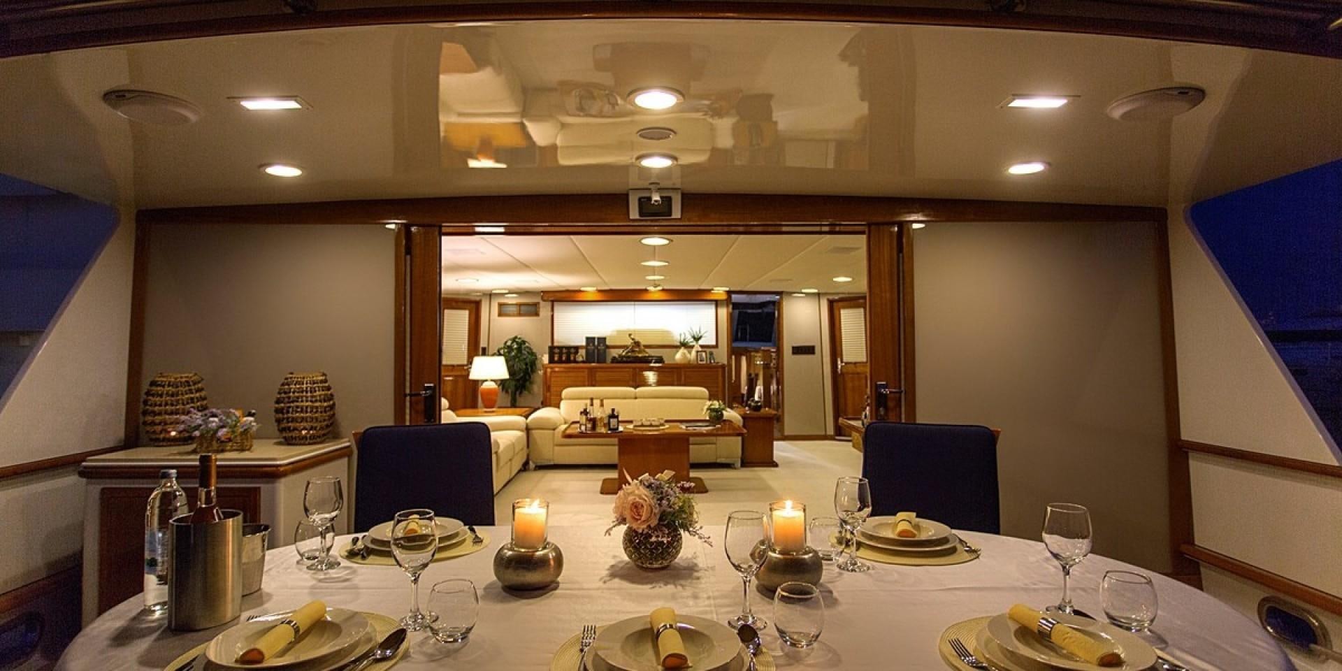 a large room with a table and chairs aboard ADRIATIC ESCAPE Yacht for Sale