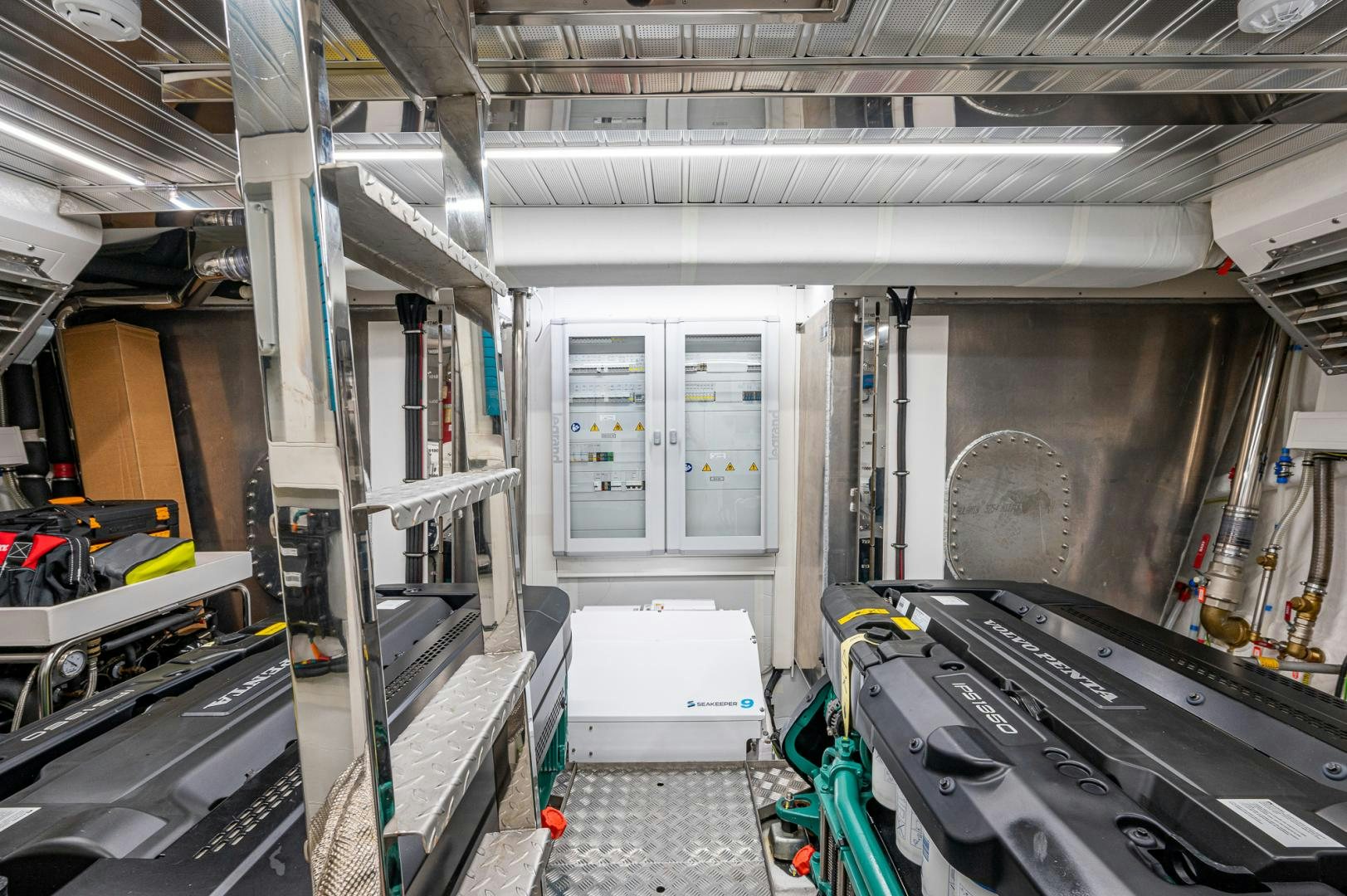 a room with equipment and tools aboard LEBRADA Yacht for Sale