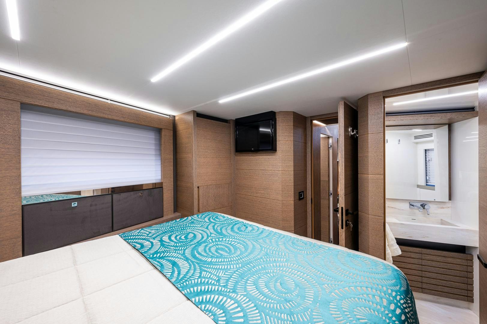 a large bathroom with a pool table aboard LEBRADA Yacht for Sale