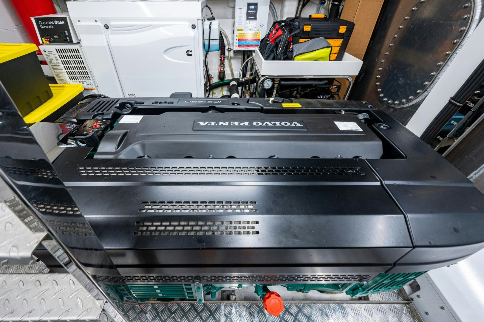 a black and white computer aboard LEBRADA Yacht for Sale