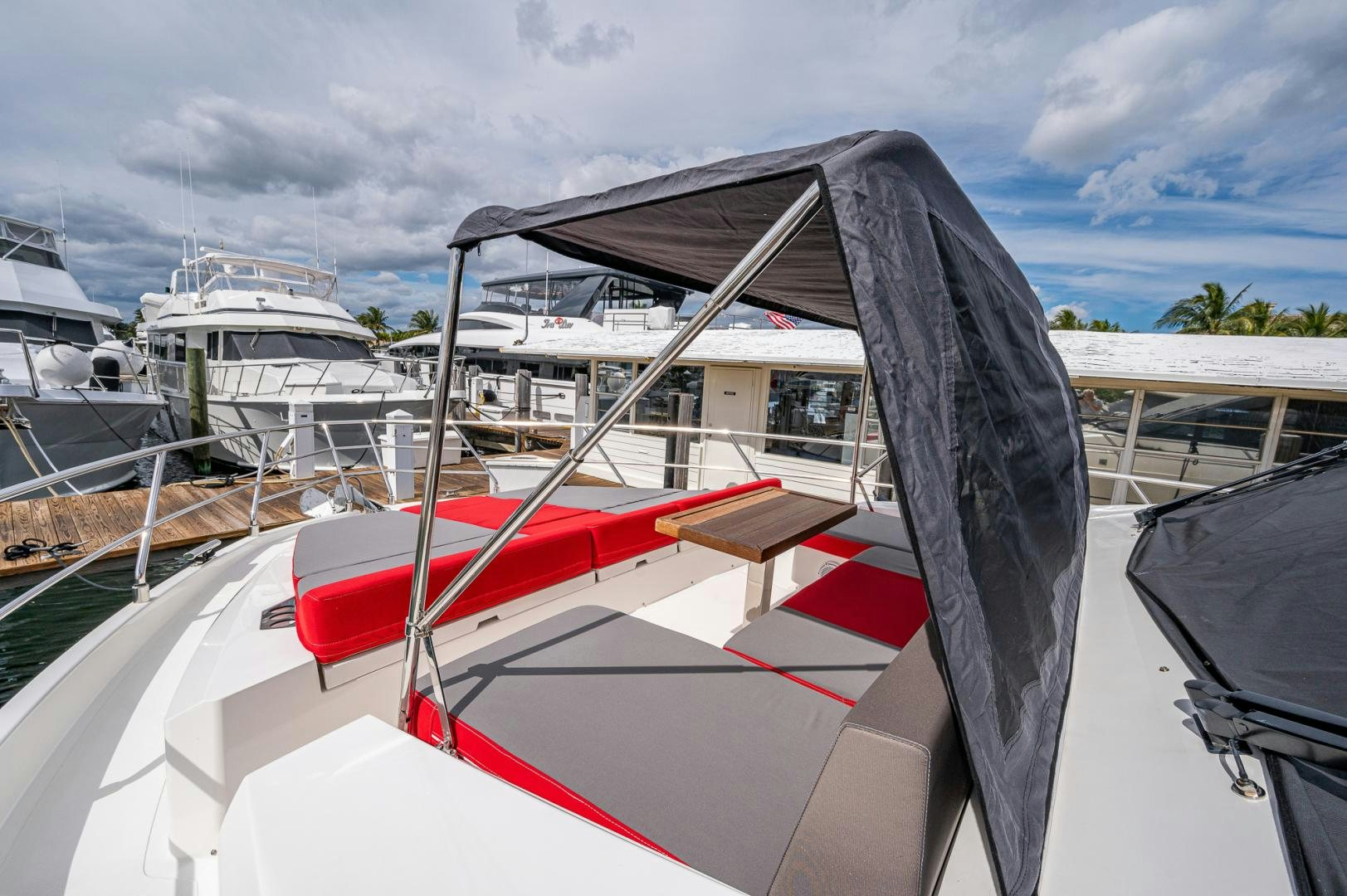 a boat docked at a pier aboard LEBRADA Yacht for Sale