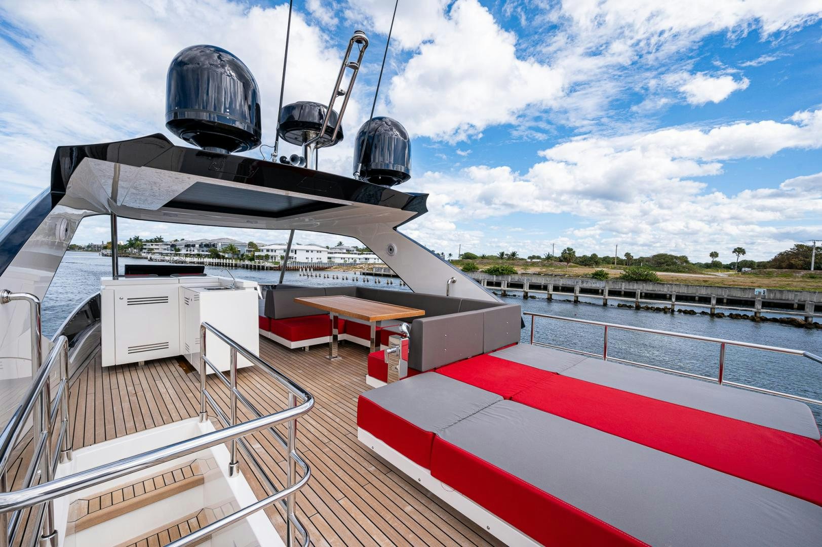 a boat on a deck aboard LEBRADA Yacht for Sale