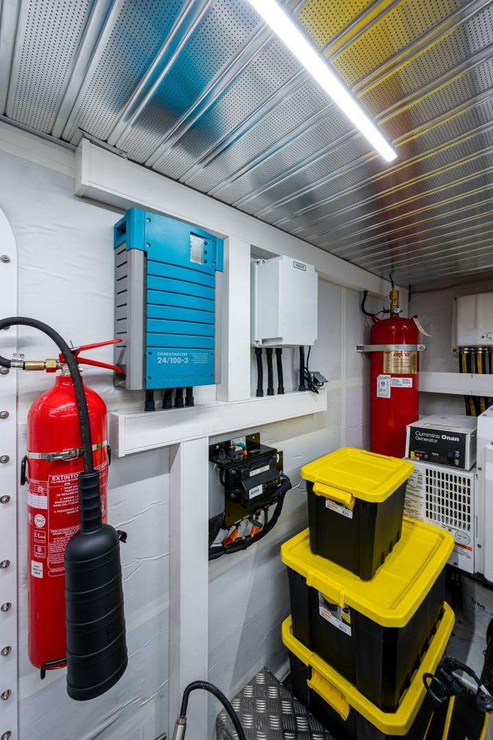 a room with machinery and equipment aboard LEBRADA Yacht for Sale