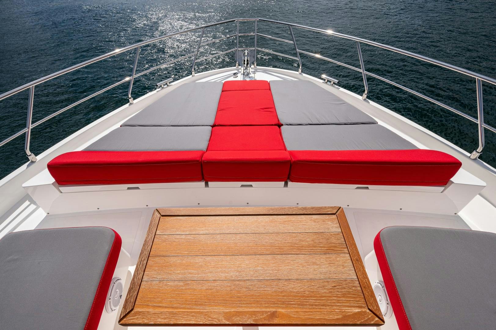 a boat with a red stripe aboard LEBRADA Yacht for Sale