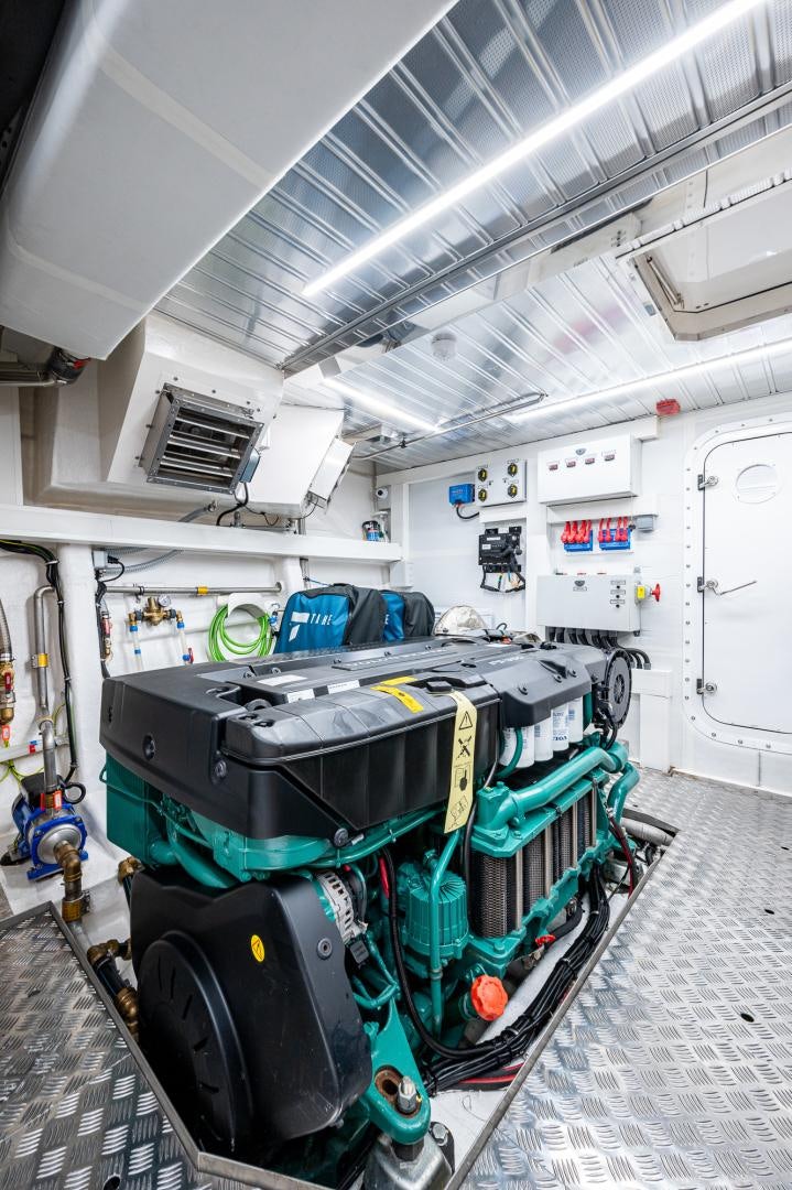 luggage on a conveyor belt aboard LEBRADA Yacht for Sale