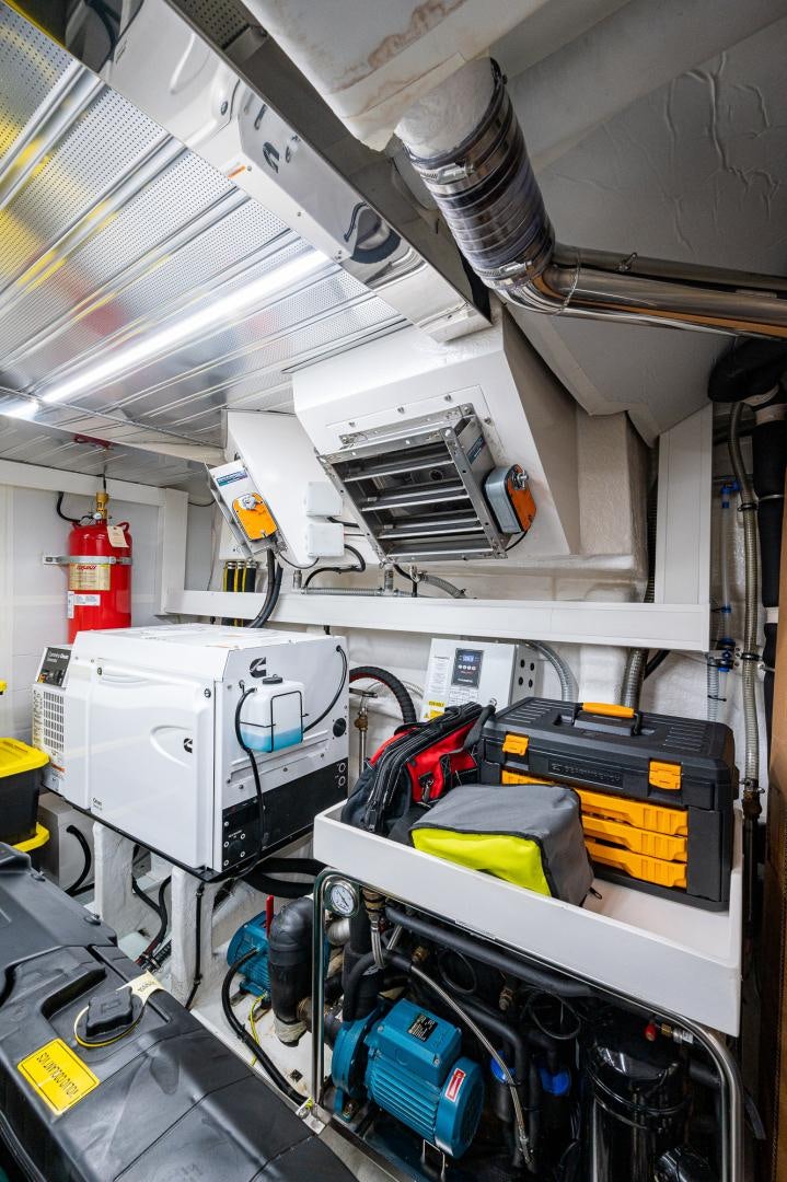 a large white machine with several machines aboard LEBRADA Yacht for Sale