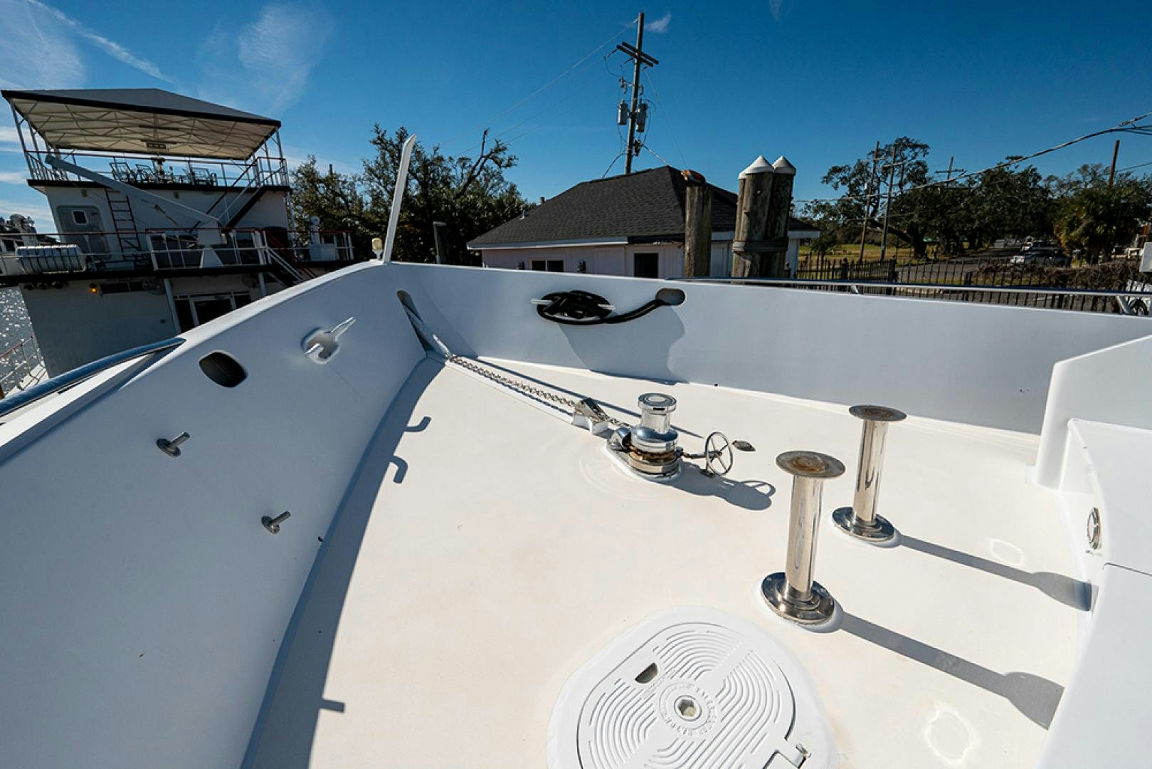 a white boat with a faucet and a sink on it aboard CANDY WORLD Yacht for Sale