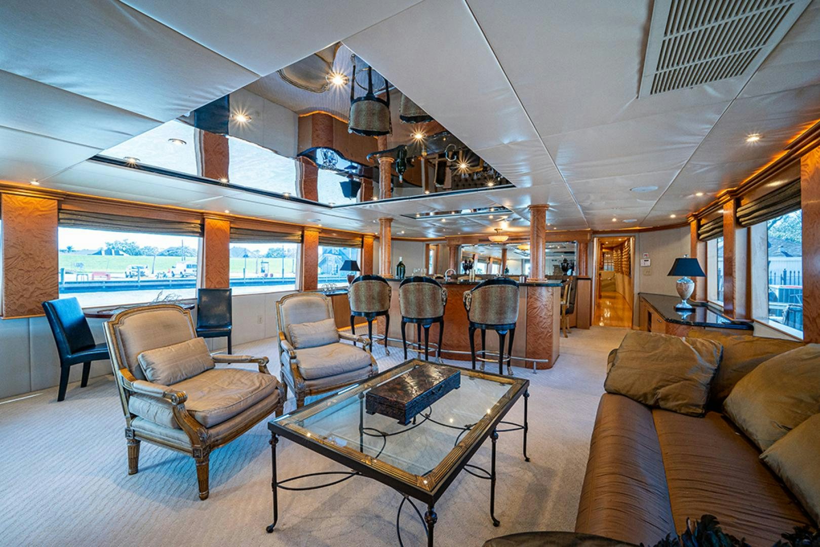 a living room with a large open floor plan aboard CANDY WORLD Yacht for Sale
