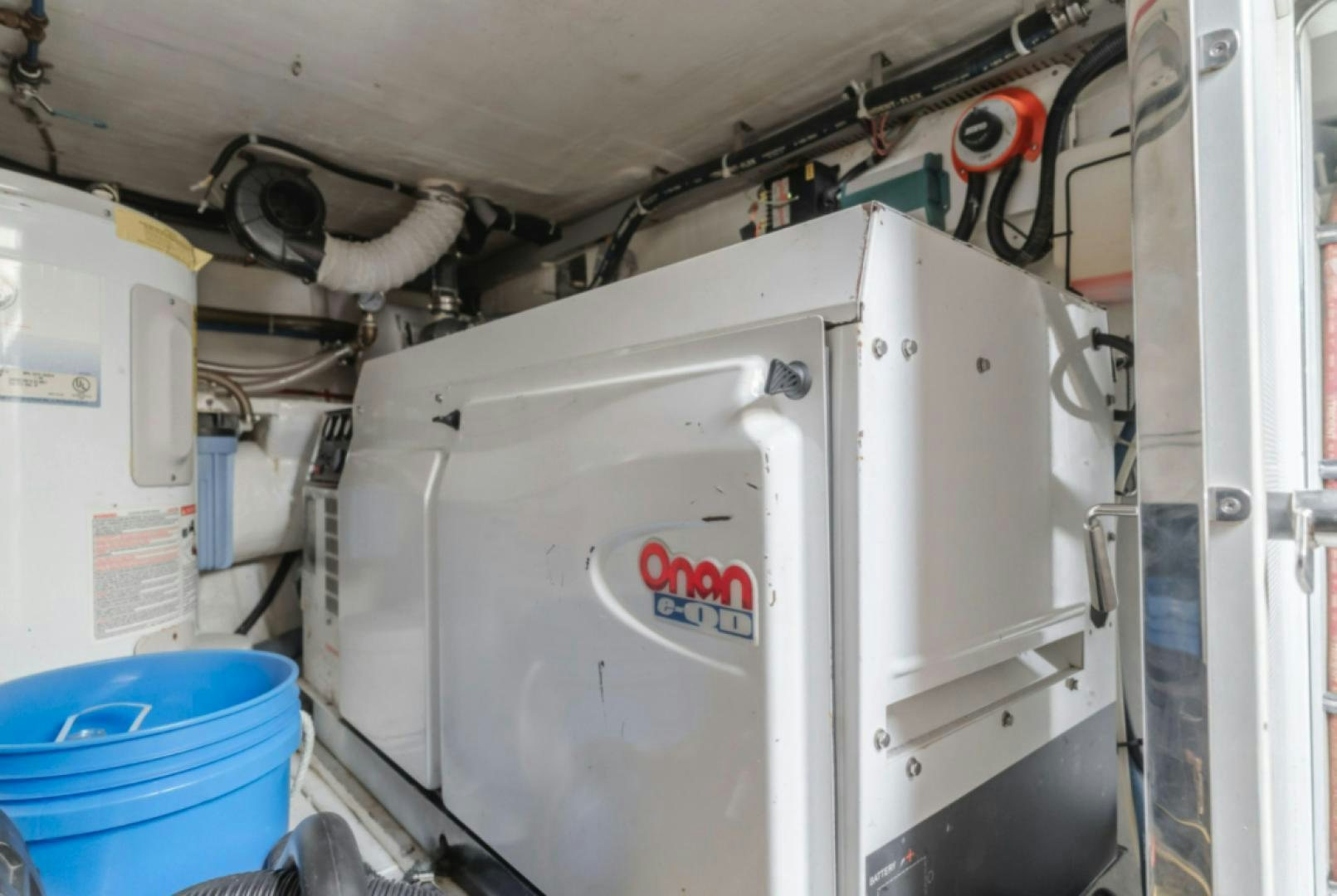 a white machine with a red label aboard no exceptions Yacht for Sale