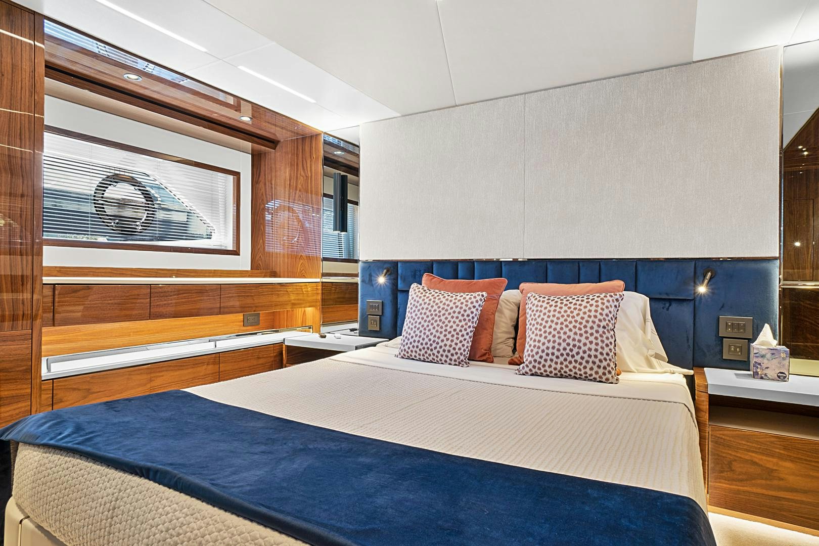 a bed with pillows aboard YOUNG HEARTS Yacht for Sale