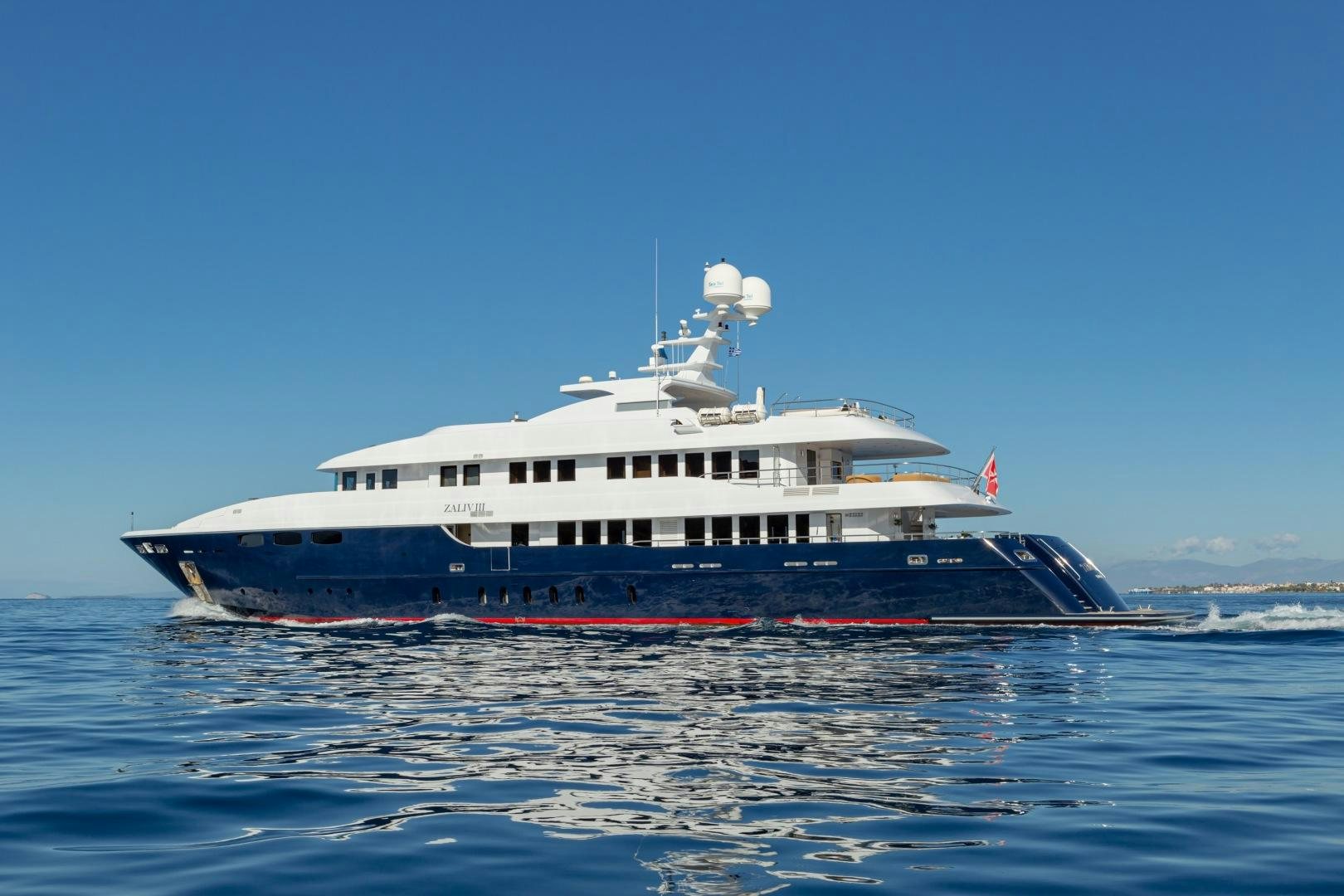 a large boat in the water aboard ZALIV III Yacht for Sale