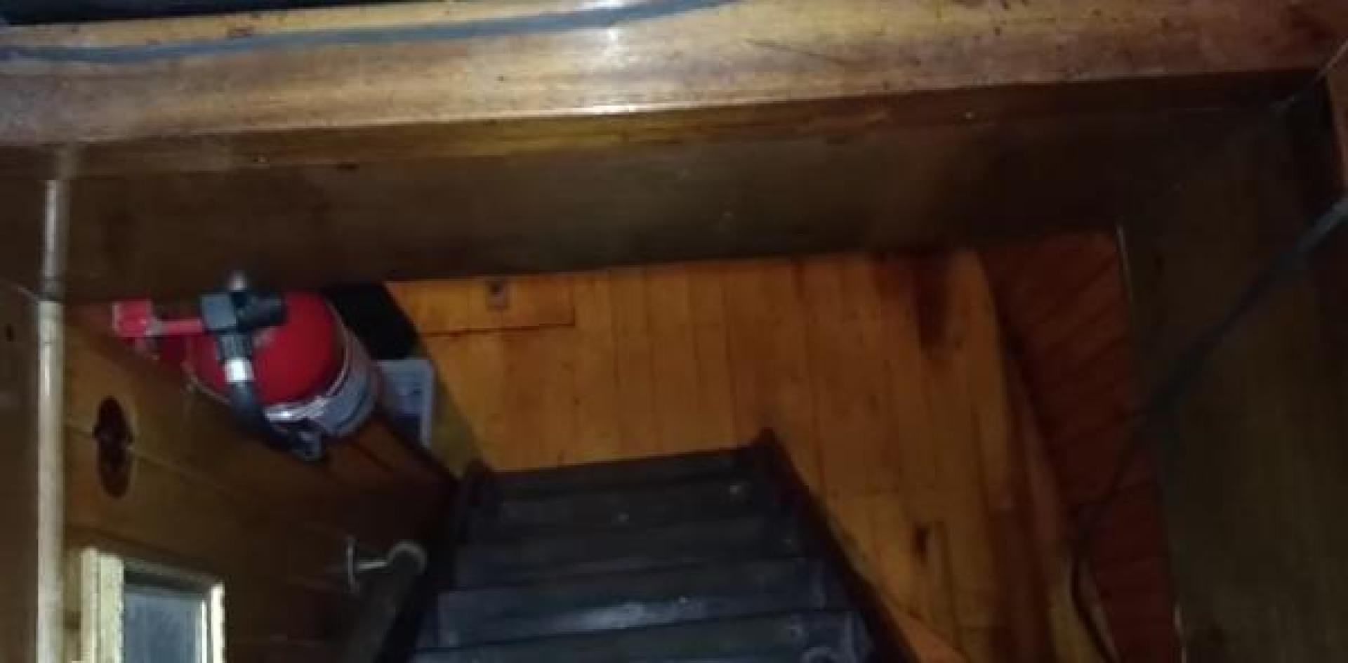 a group of people in a wooden room aboard WANDERBIRD Yacht for Sale