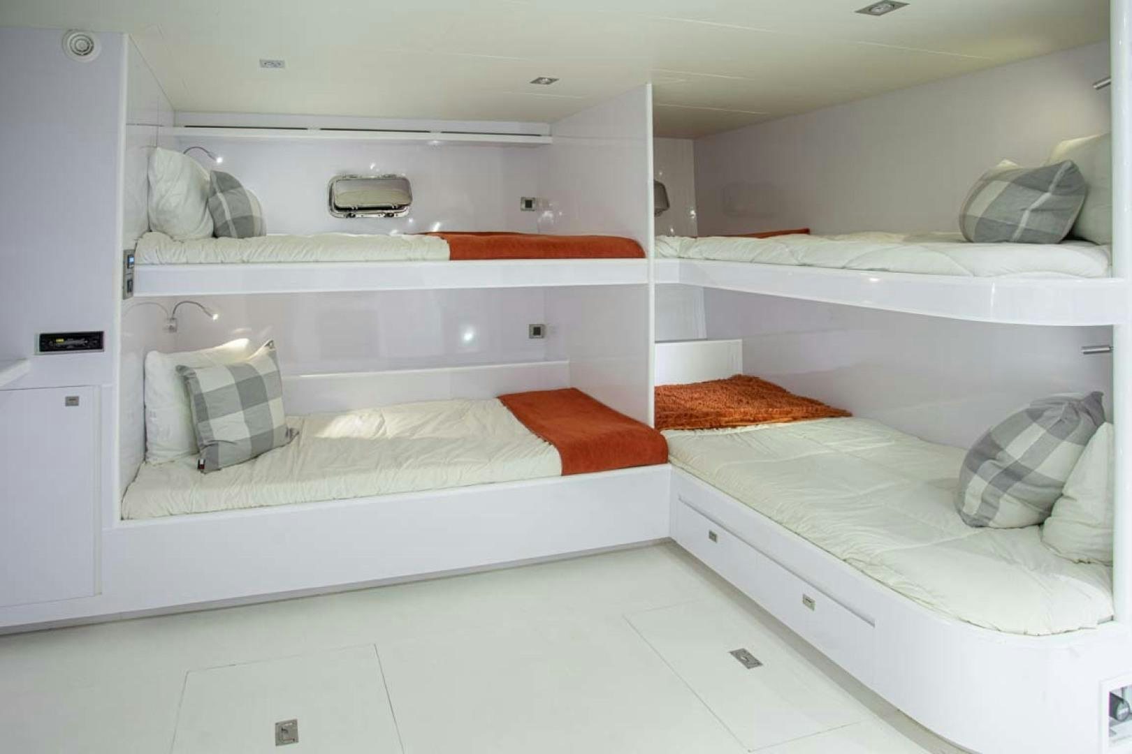 a room with white drawers aboard LORETTA Yacht for Sale
