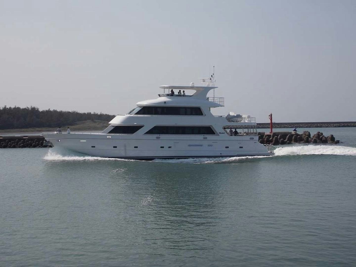 a white yacht on the water aboard LORETTA Yacht for Sale