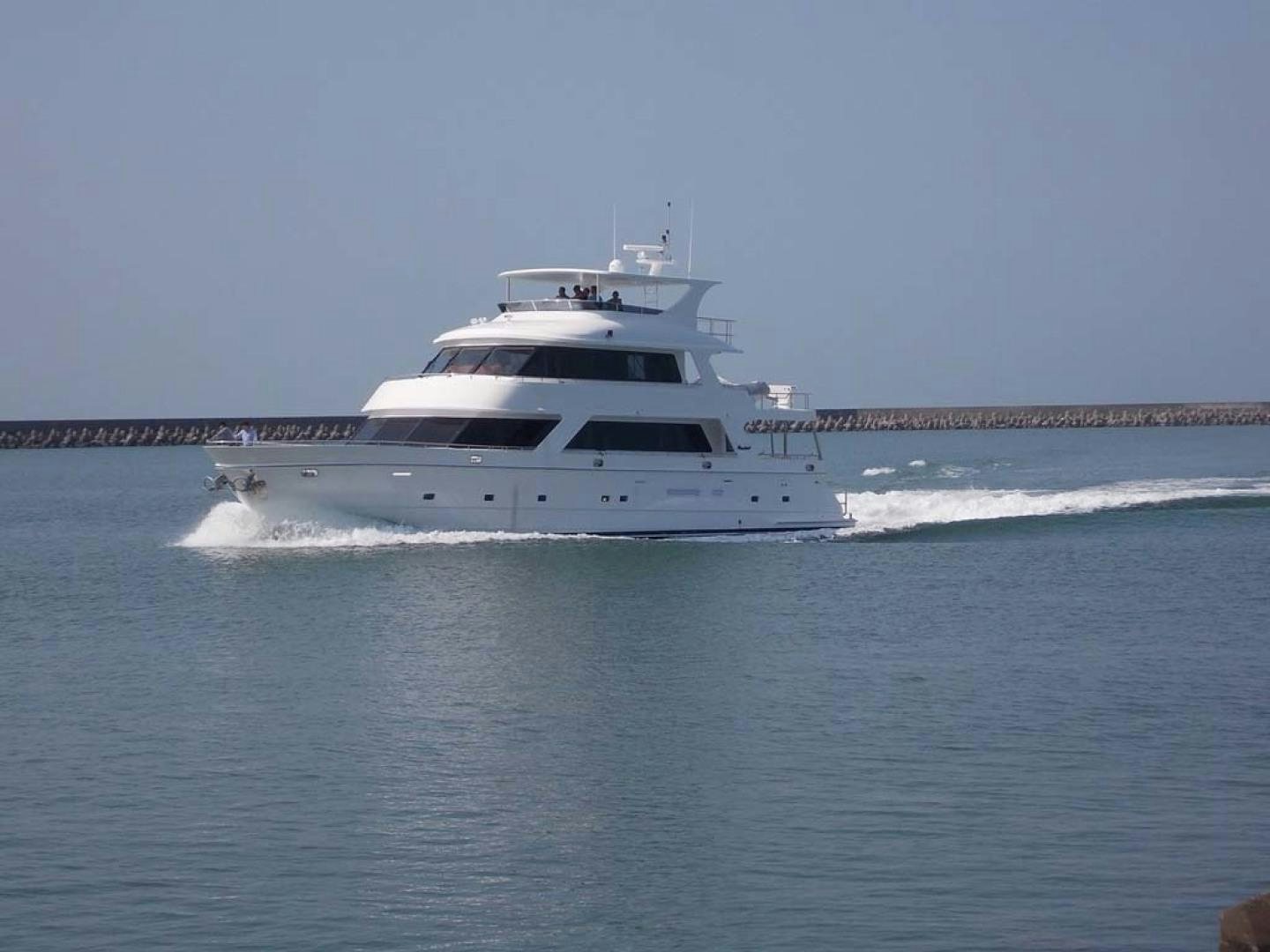 a white yacht on the water aboard LORETTA Yacht for Sale