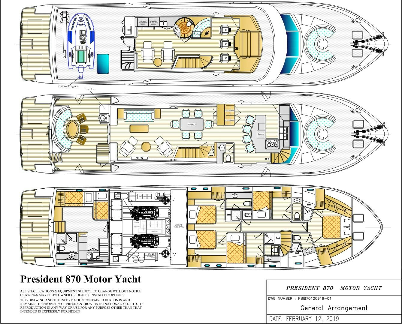 diagram, engineering drawing aboard LORETTA Yacht for Sale