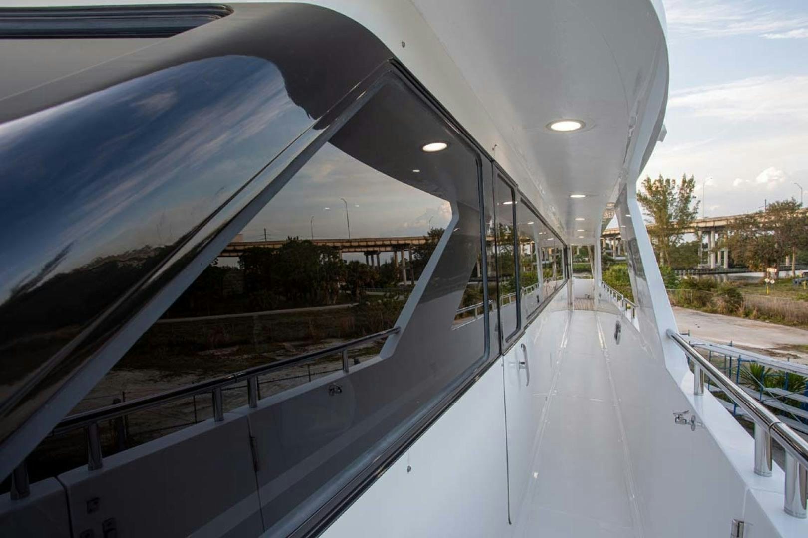 a large white train with a large mirror aboard LORETTA Yacht for Sale