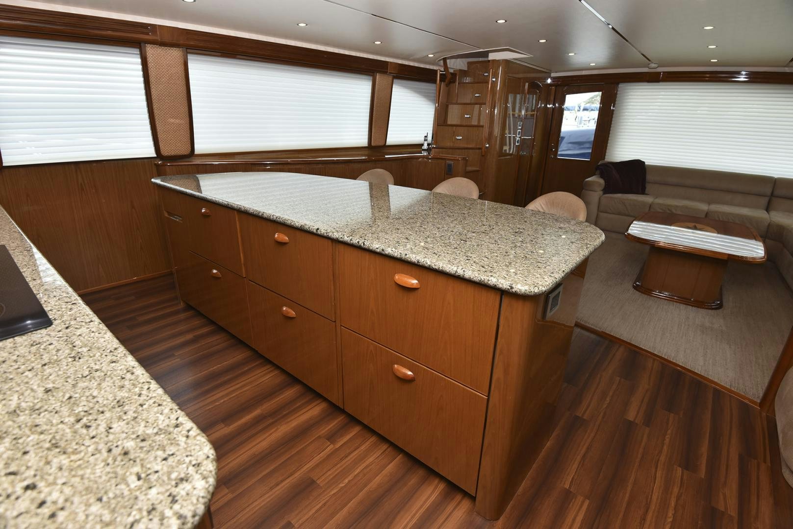 a kitchen with a large counter aboard SALTY K Yacht for Sale