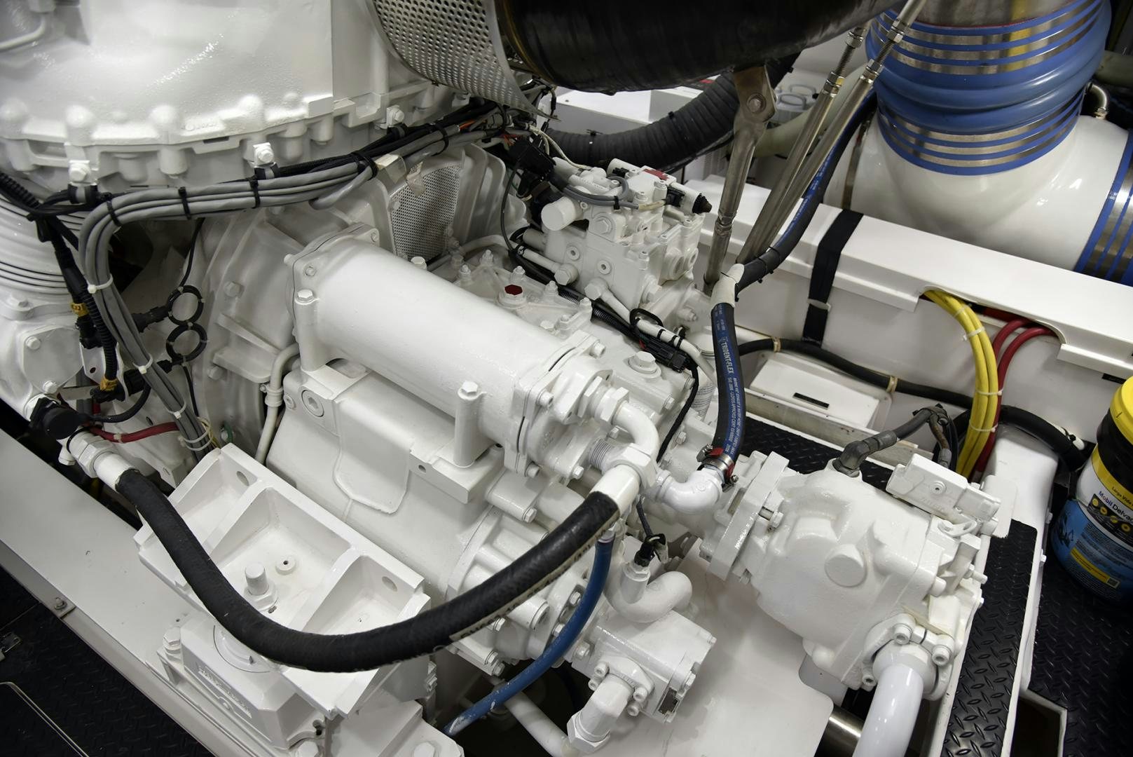 a close-up of a car engine aboard SALTY K Yacht for Sale