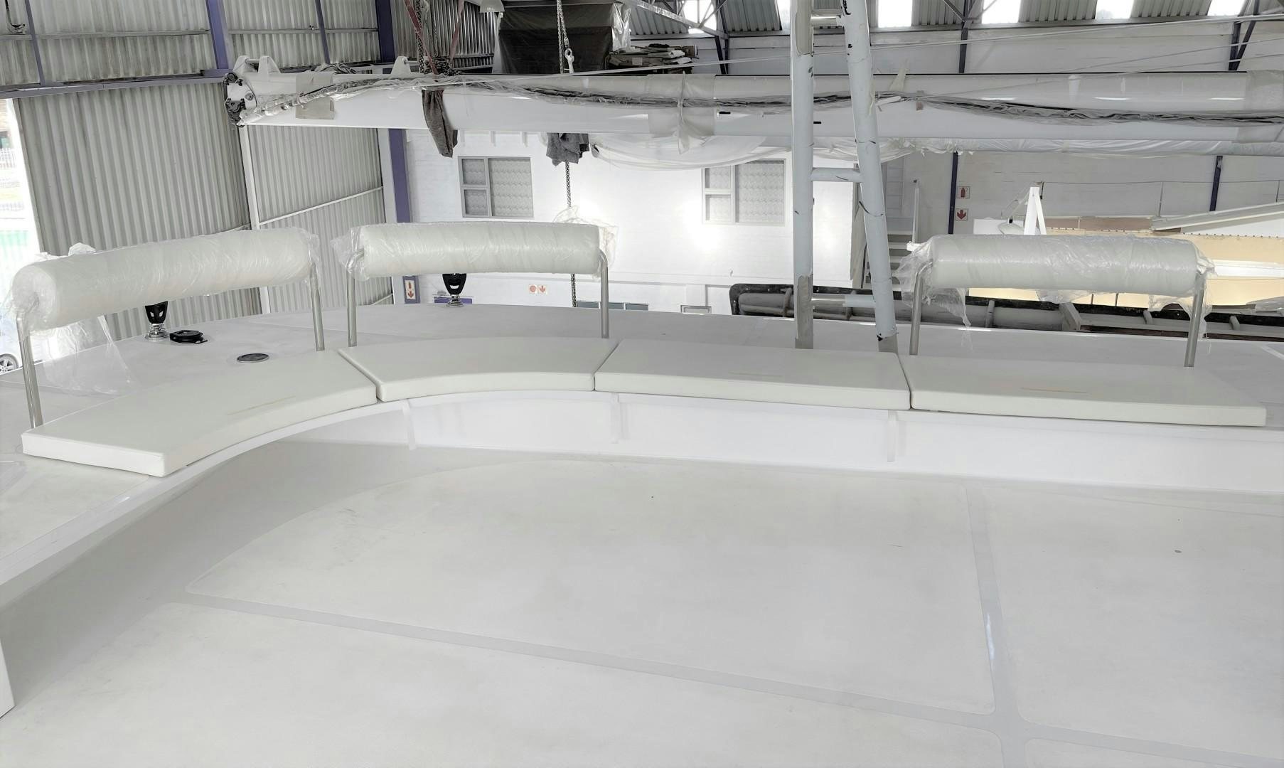 a large white room with several white tanks aboard SKYE Yacht for Sale