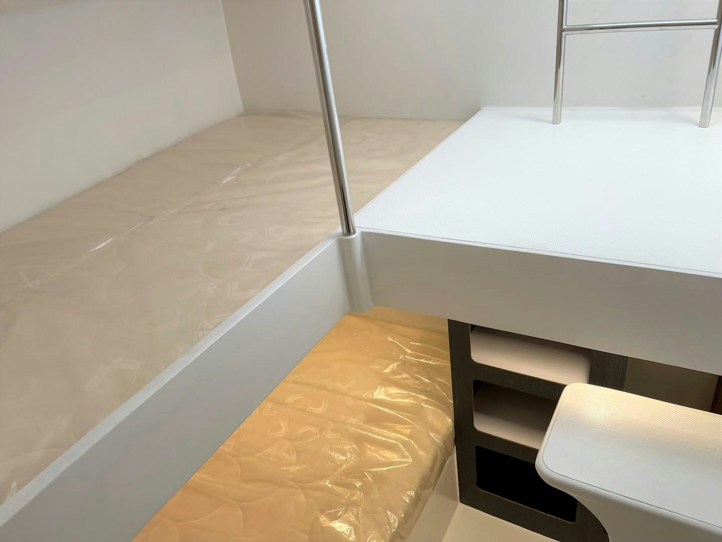 a white table and chairs aboard SKYE Yacht for Sale