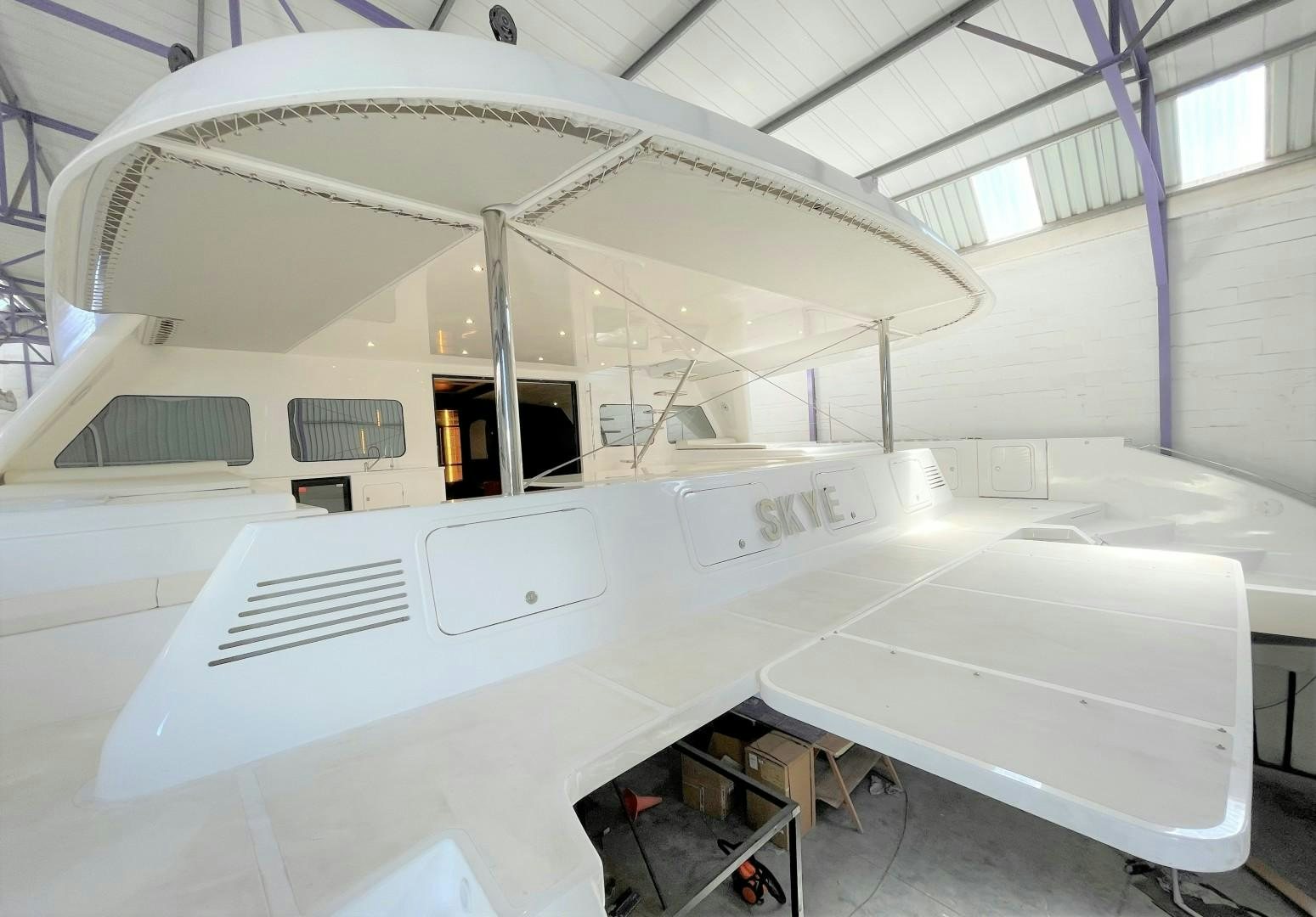 a large white space ship aboard SKYE Yacht for Sale