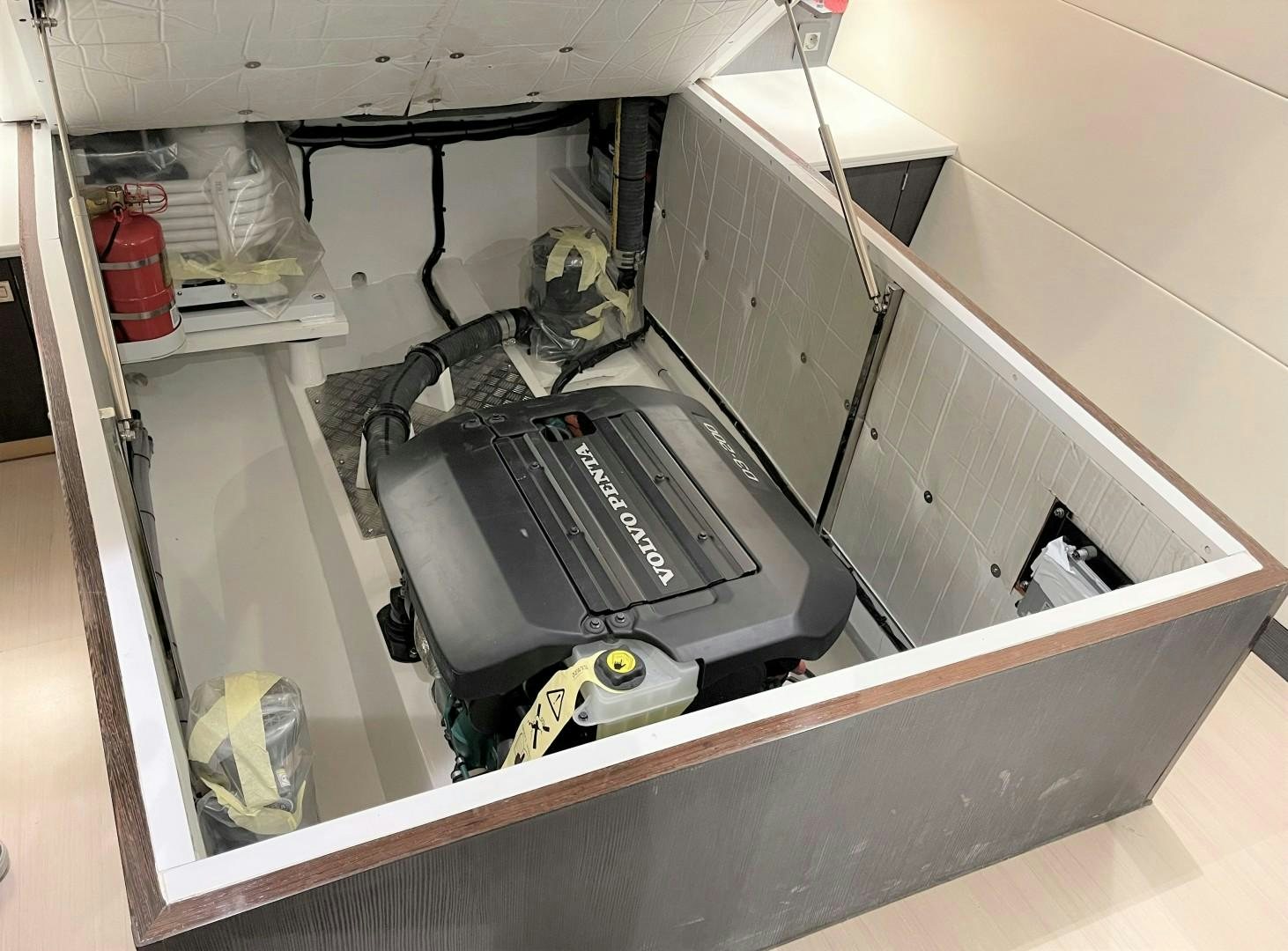 a black and white computer aboard SKYE Yacht for Sale