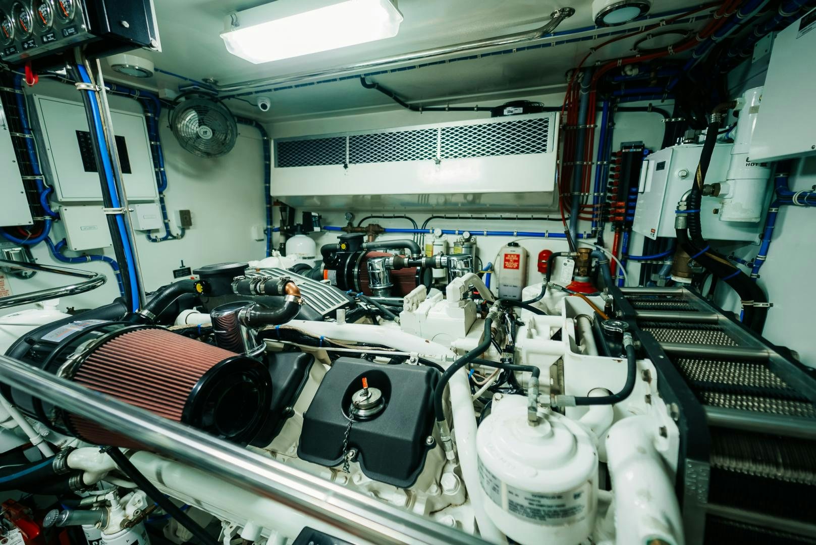 a large white machine with many tubes aboard Haggis XV Yacht for Sale