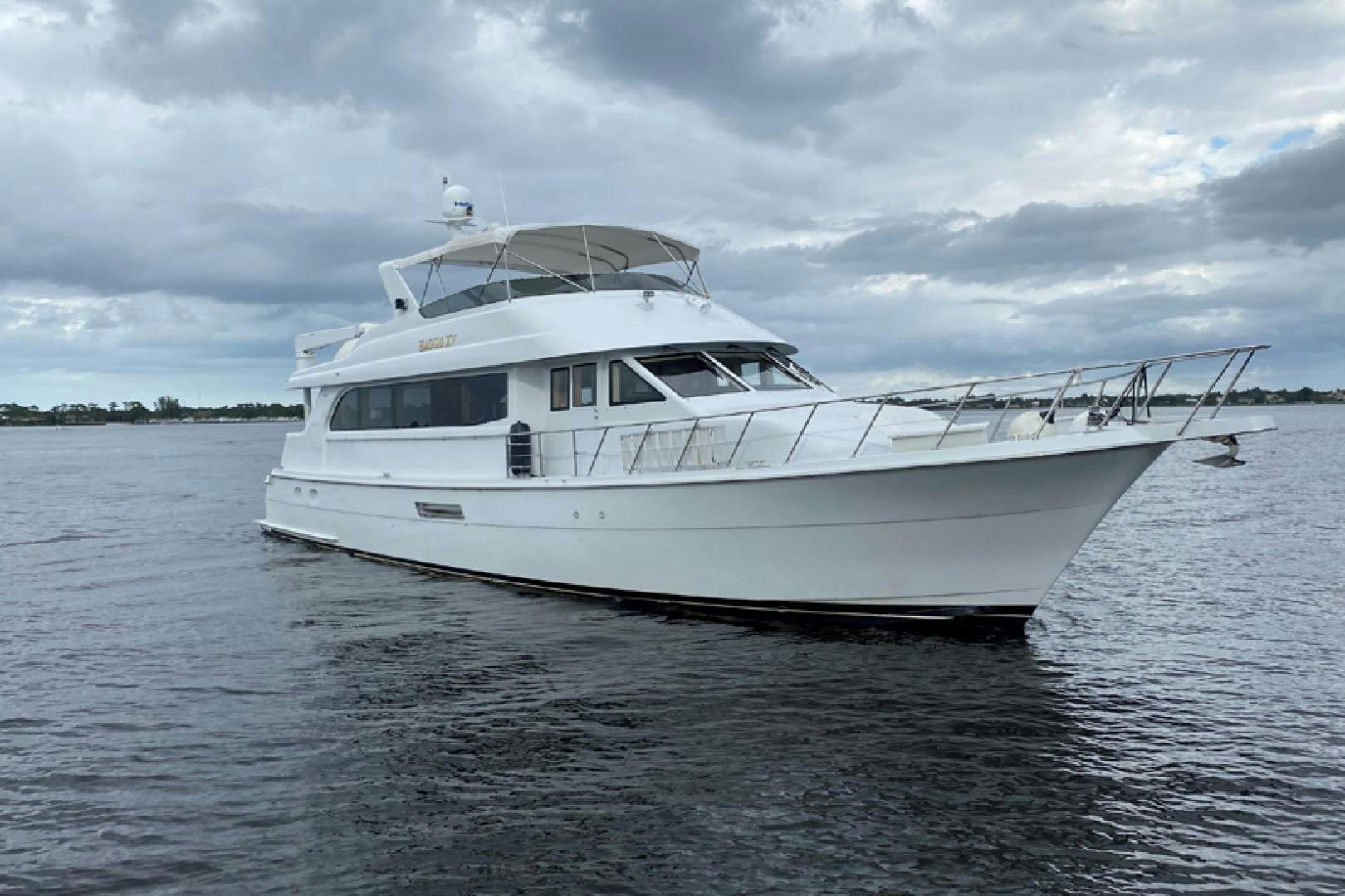 a white boat in the water aboard Haggis XV Yacht for Sale